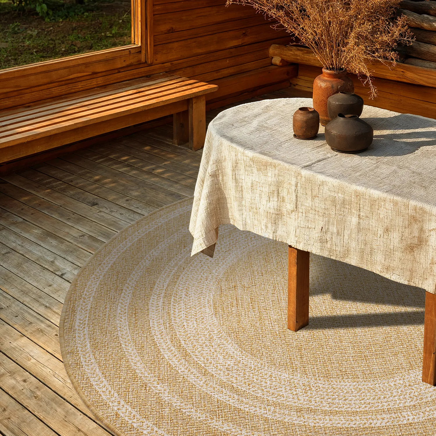 Tappeto rotondo - Indoor/Outdoor Angus (natura)