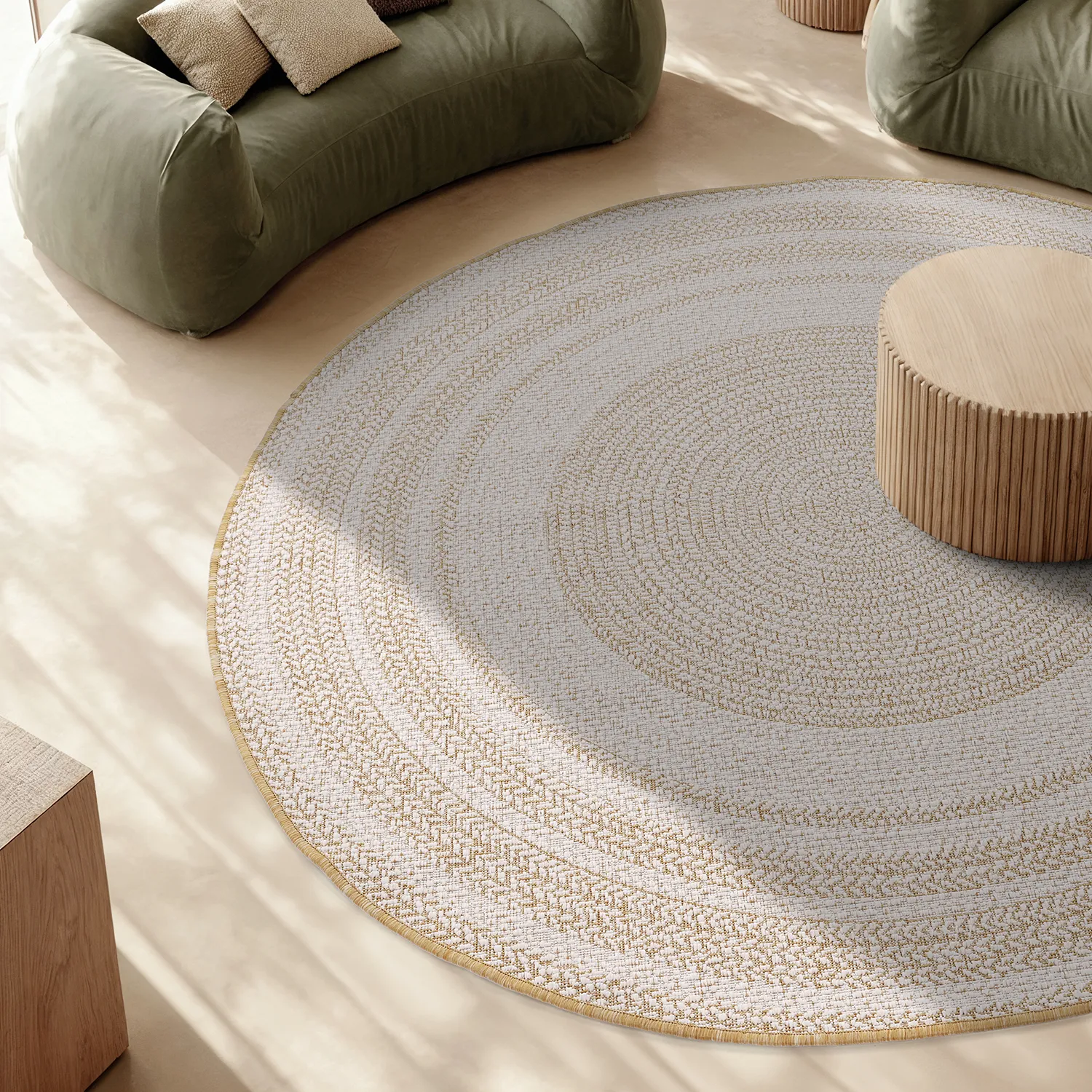 Tappeto rotondo - Indoor/Outdoor Angus (natura)