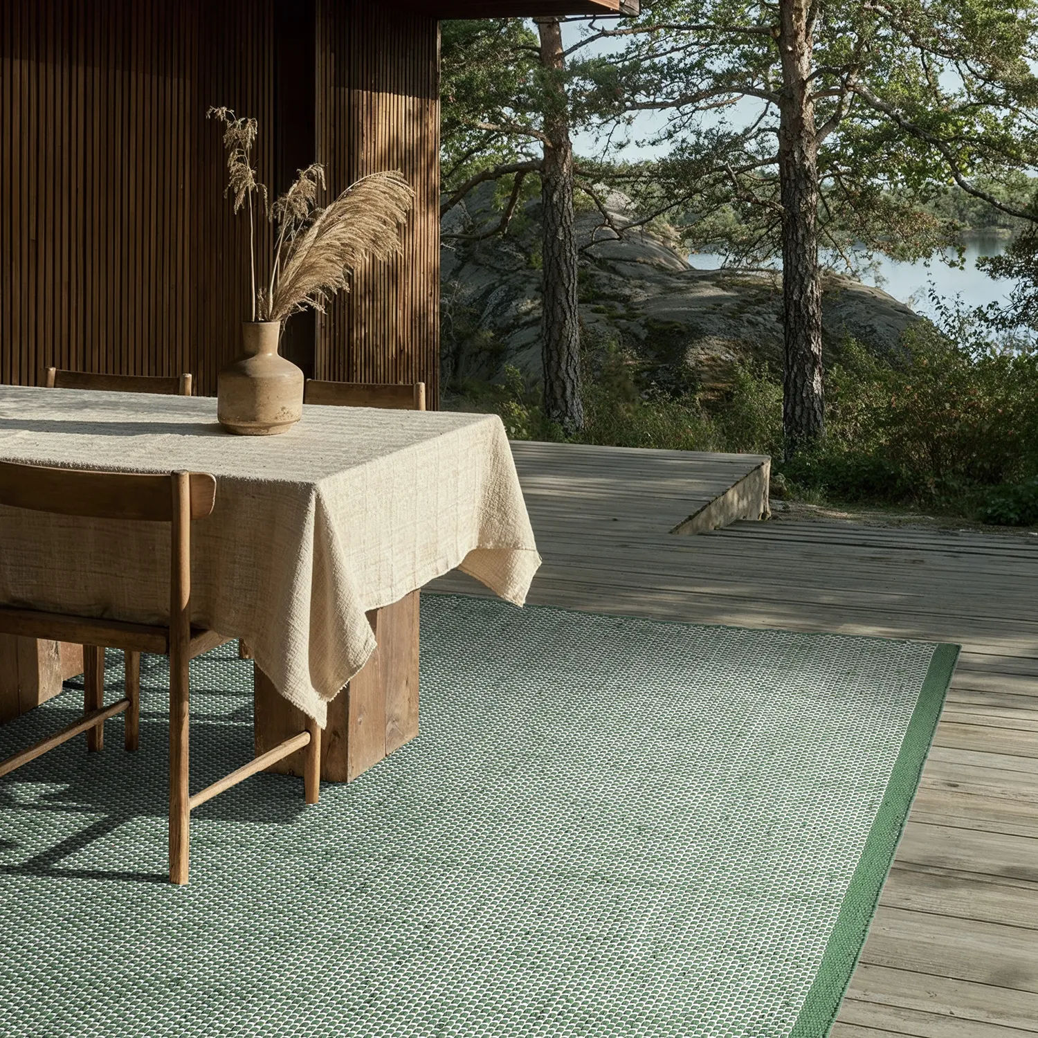 Tappeti per Interni/Esterni - Coastal Wool Look (verde/bianco)