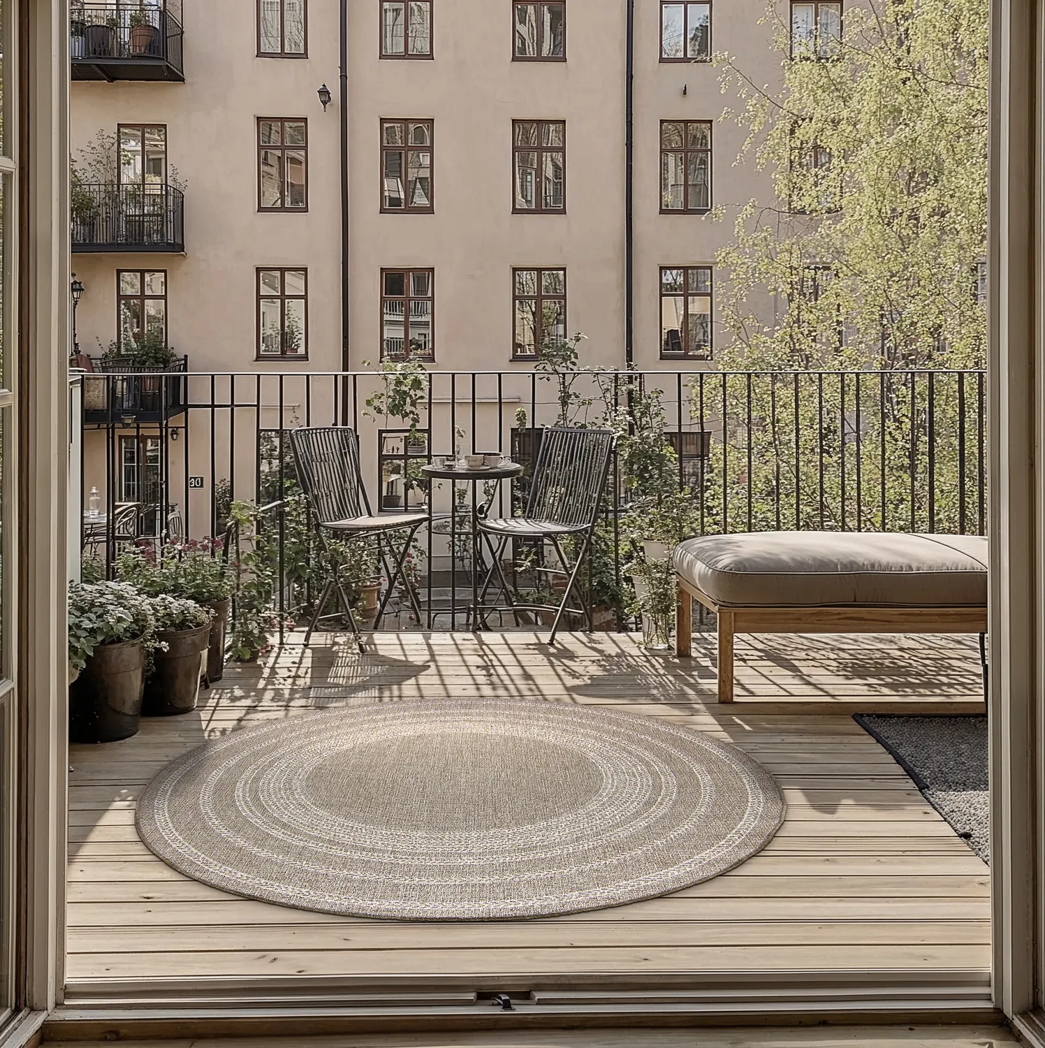 Tappeti rotondi - Indoor/Outdoor Angus (beige)