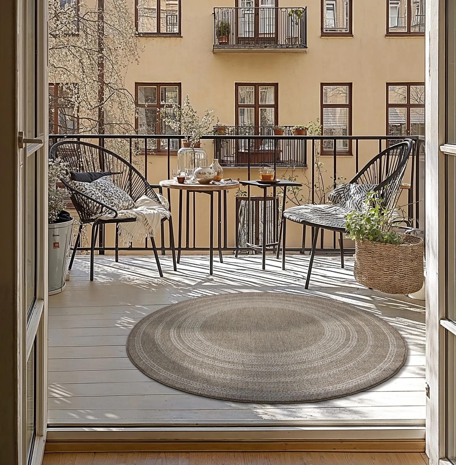 Tappeti rotondi - Indoor/Outdoor Angus (beige)