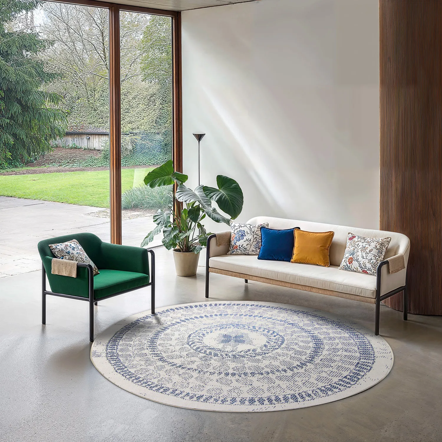 Tappeti rotondi - Indoor/Outdoor Malcolm (blu)