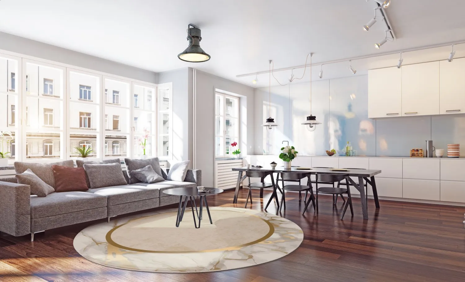Tappeto rotondo - Cerasia (beige/bianco/oro)