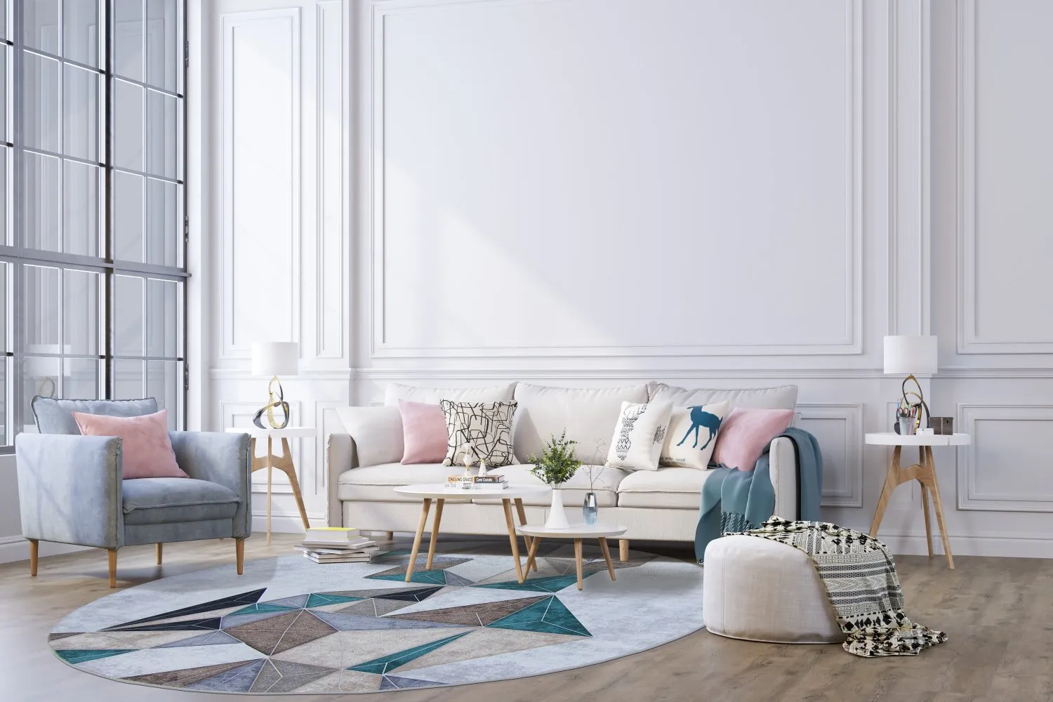 Tappeto rotondo - Feres (grigio/beige/multi)