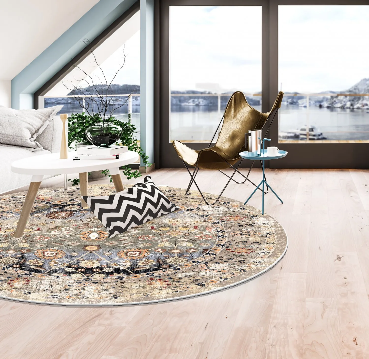 Tappeto rotondo - Bouhjar (beige/multi)