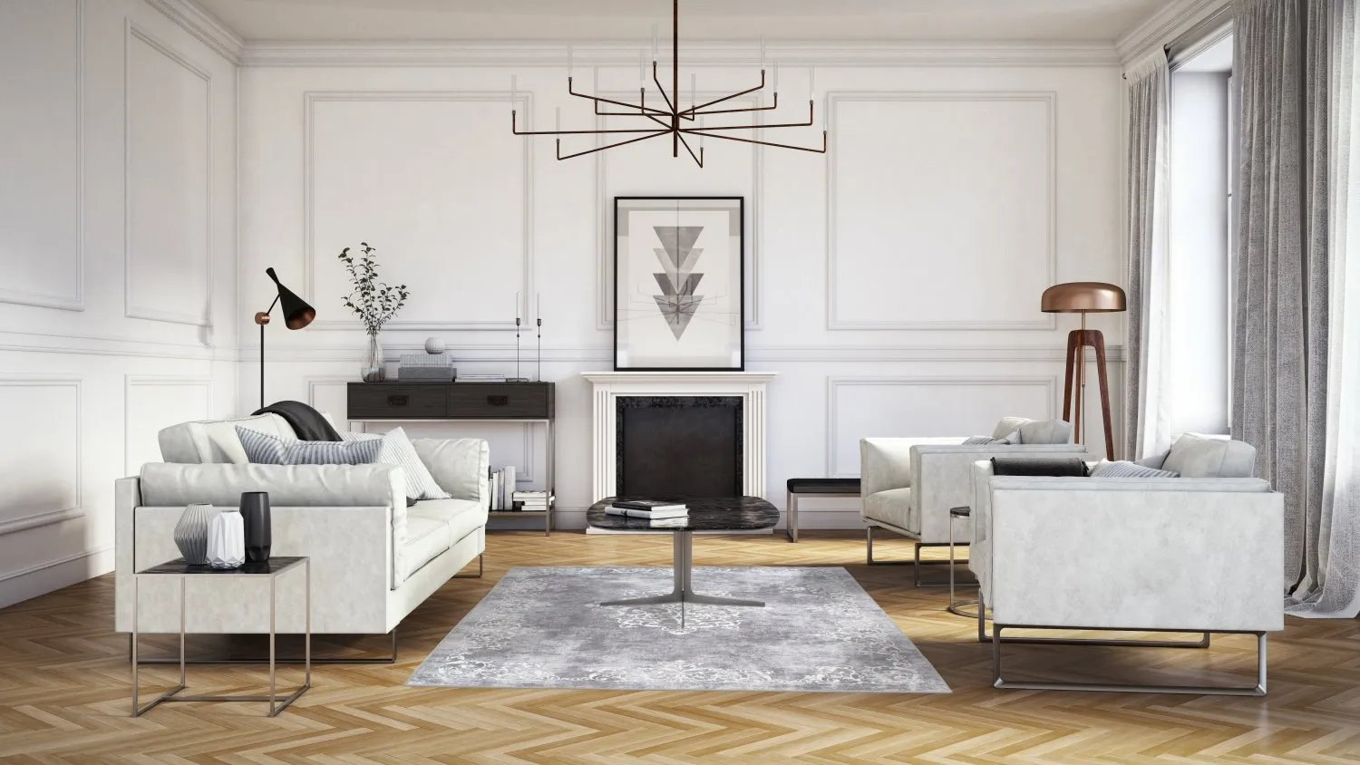 Tappeto Wilton - Santi (grigio/bianco)
