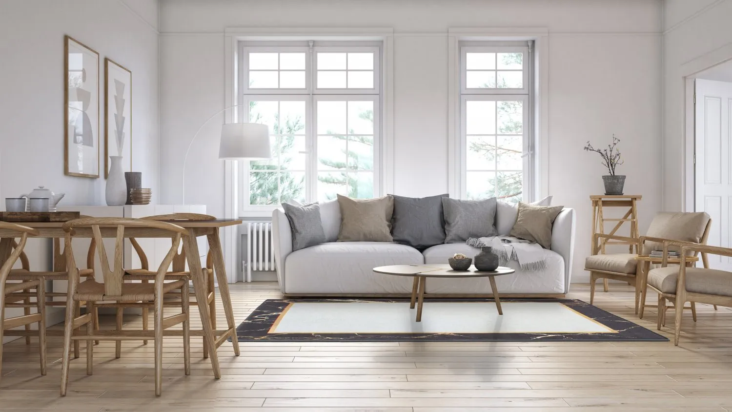 Tappeto Wilton - Cerasia (nero/bianco/oro)