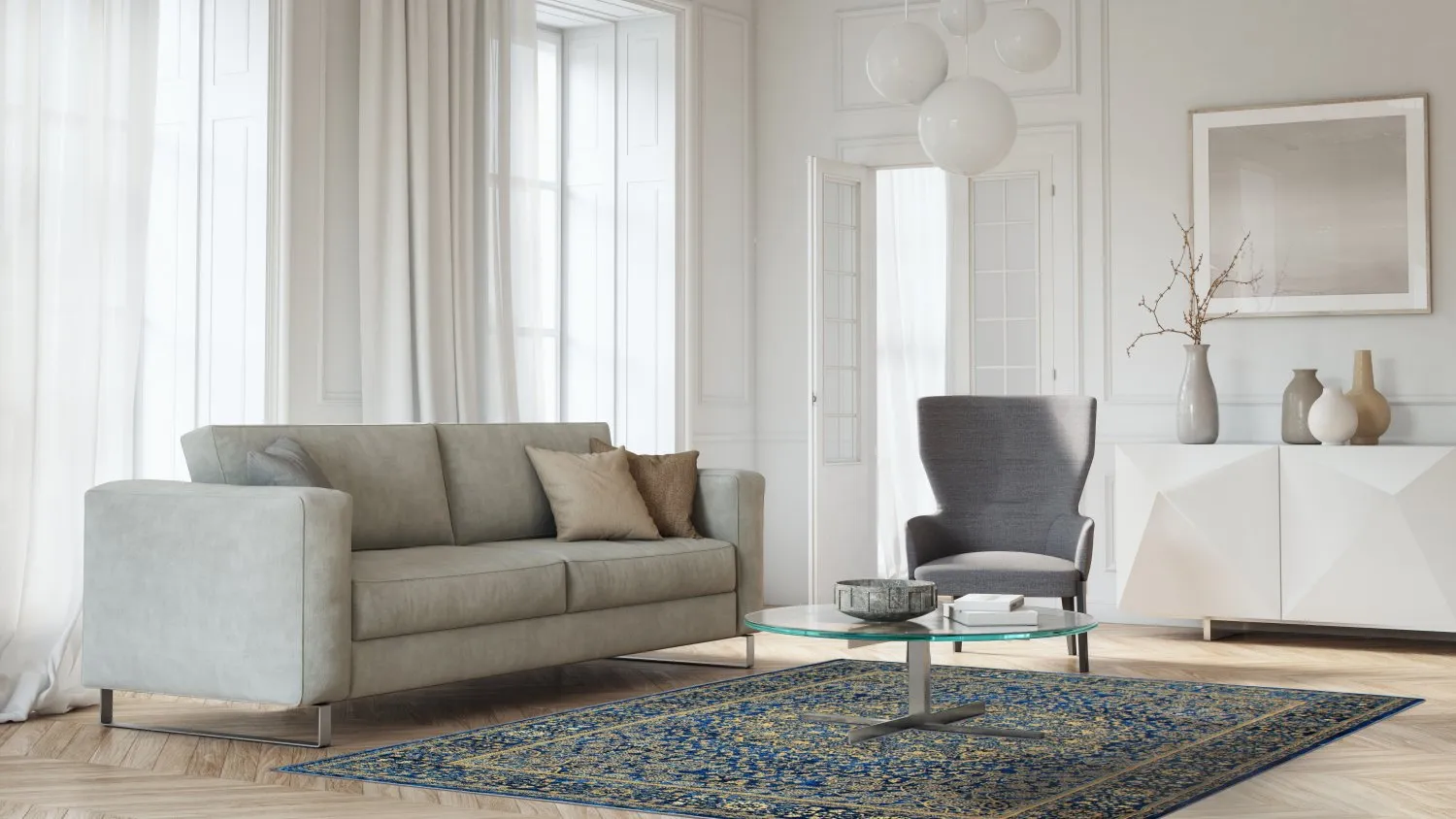 Tappeto Wilton - Vinadio (blu/oro)