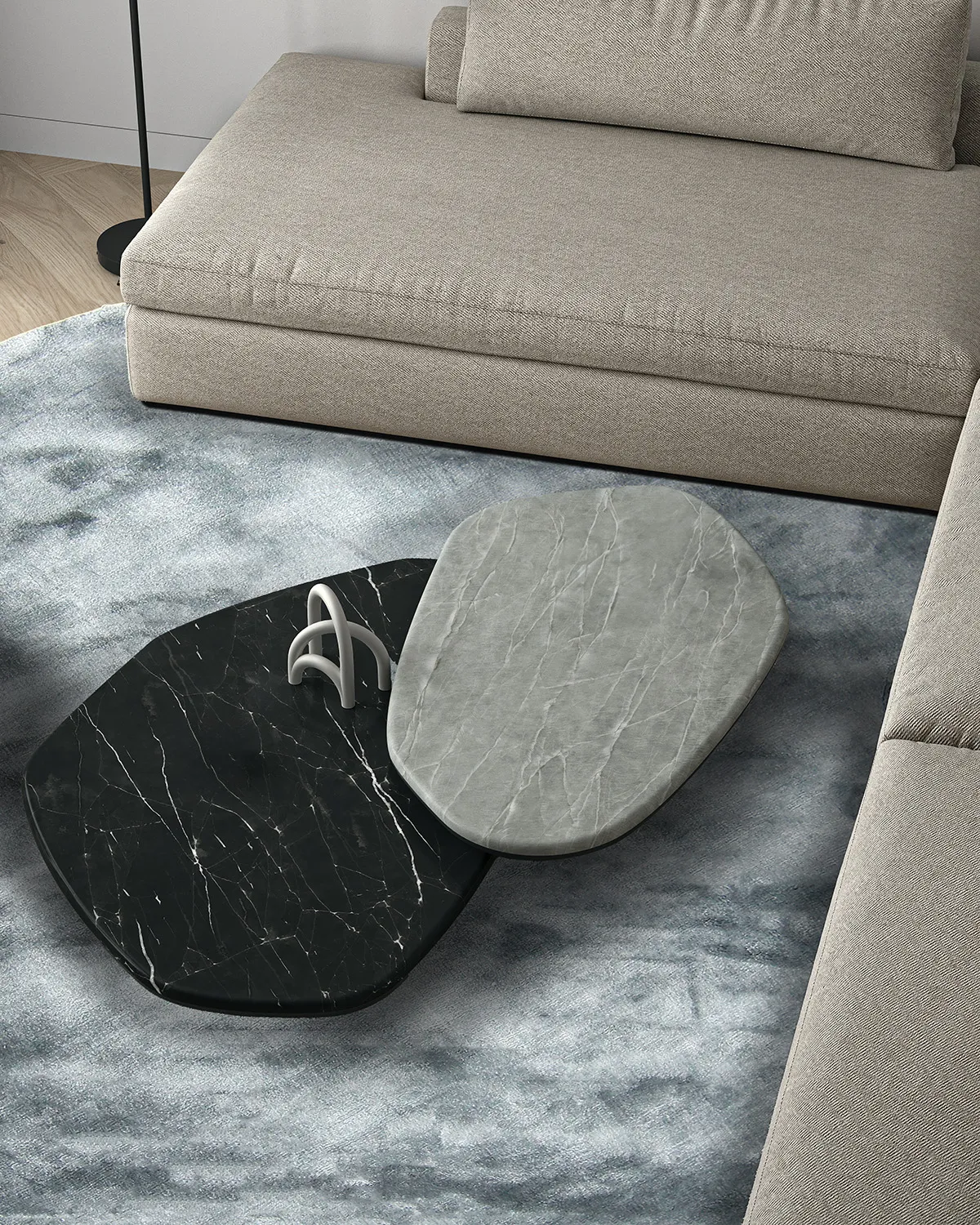 Tappeto rotondo - Jodhpur Special Luxury Edition (blu/grigio)
