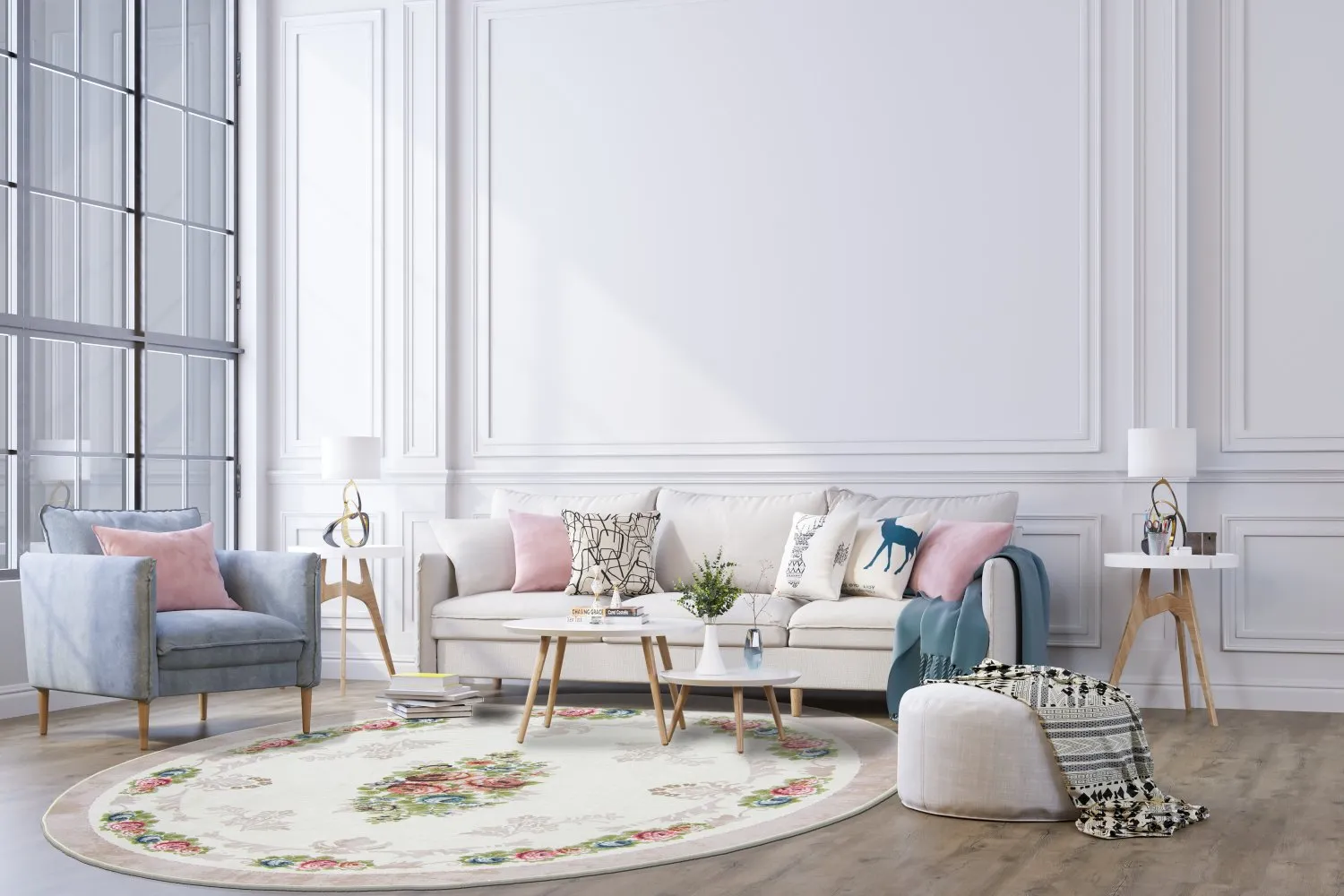 Tappeto rotondo - Delpha (beige/multi)