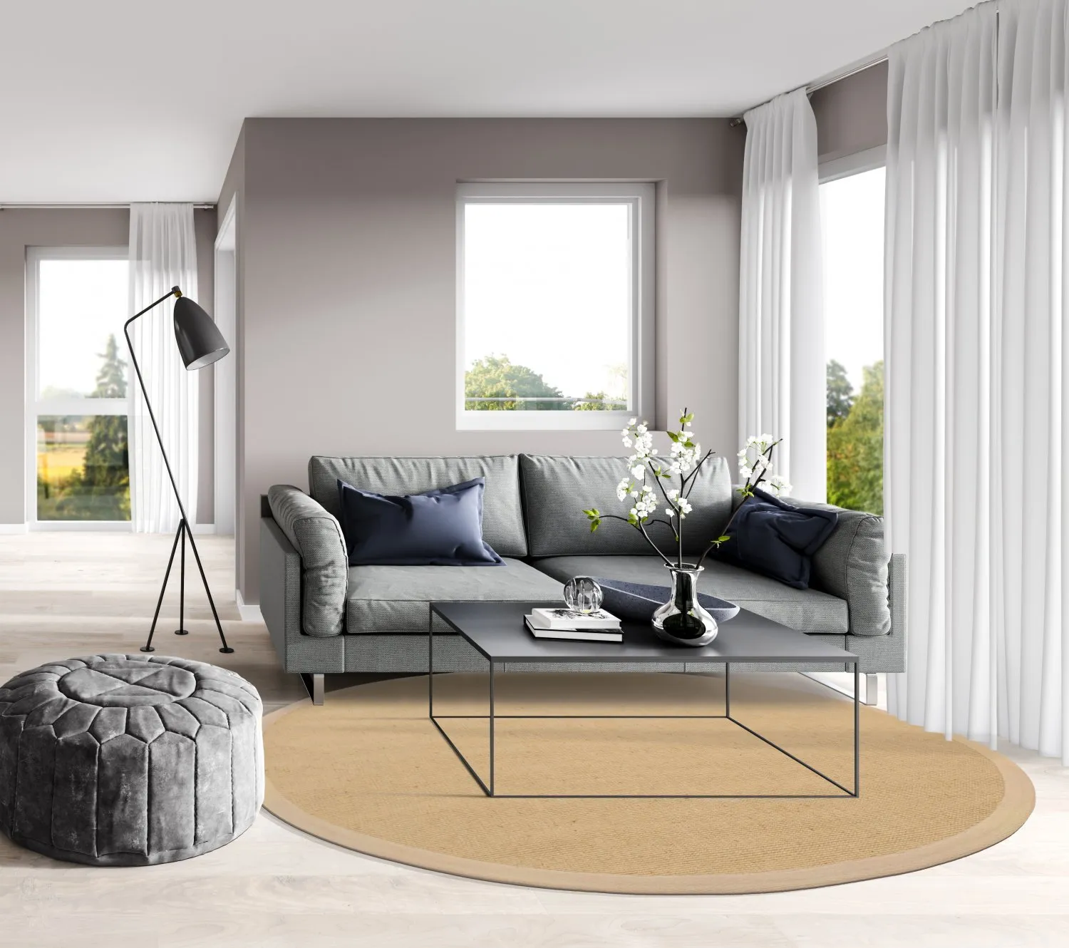 Tappeto rotondo (sisal) - Agave (beige/avorio)