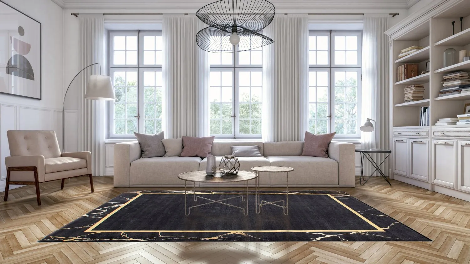 Tappeto Wilton - Cerasia (nero/oro)
