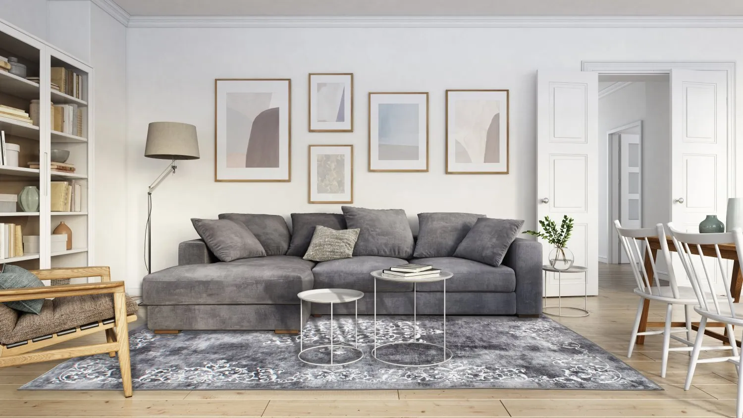 Tappeto Wilton - Santi (grigio scuro/bianco)