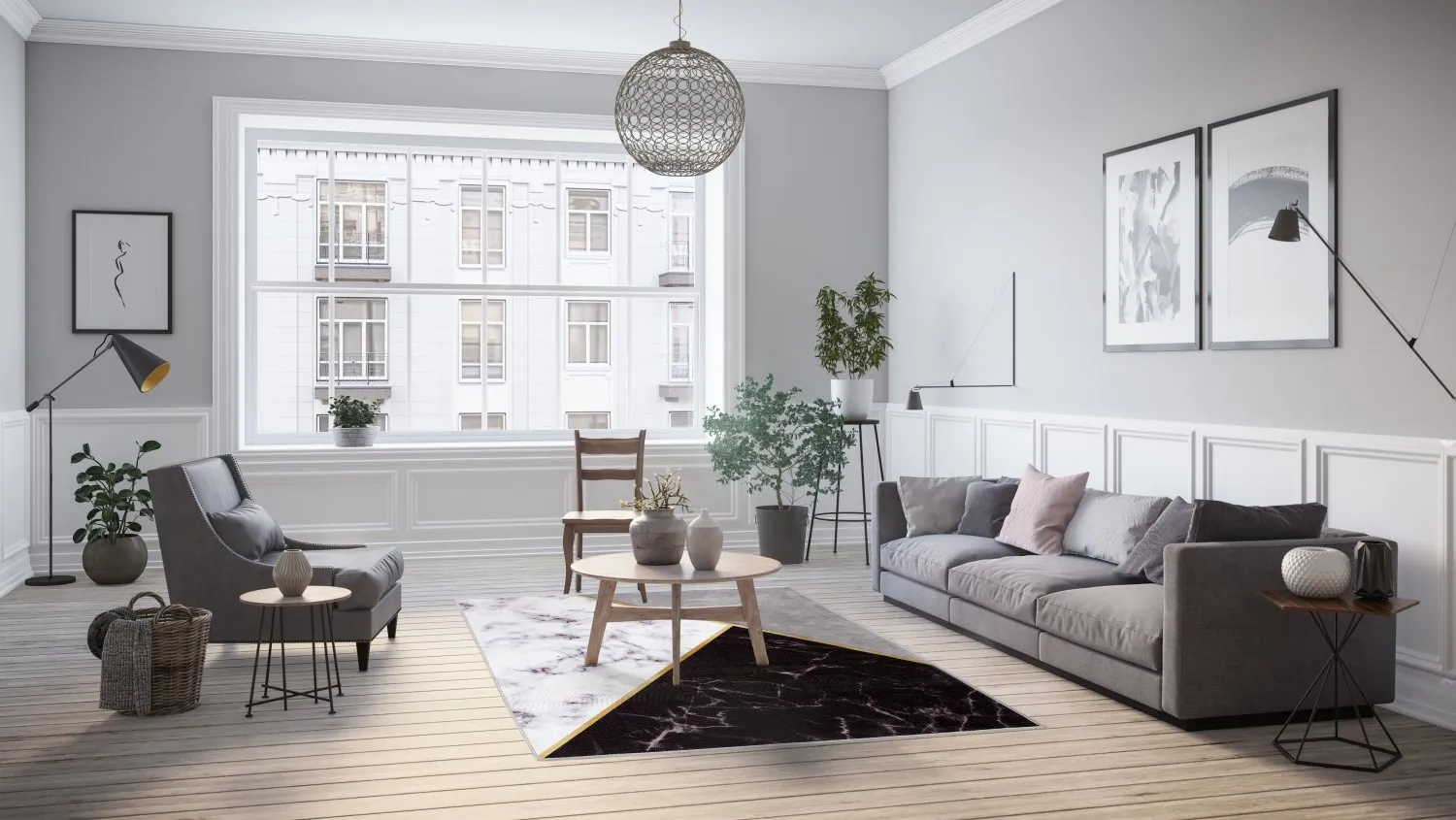 Tappeto Wilton - Savino (nero/bianco/grigio)