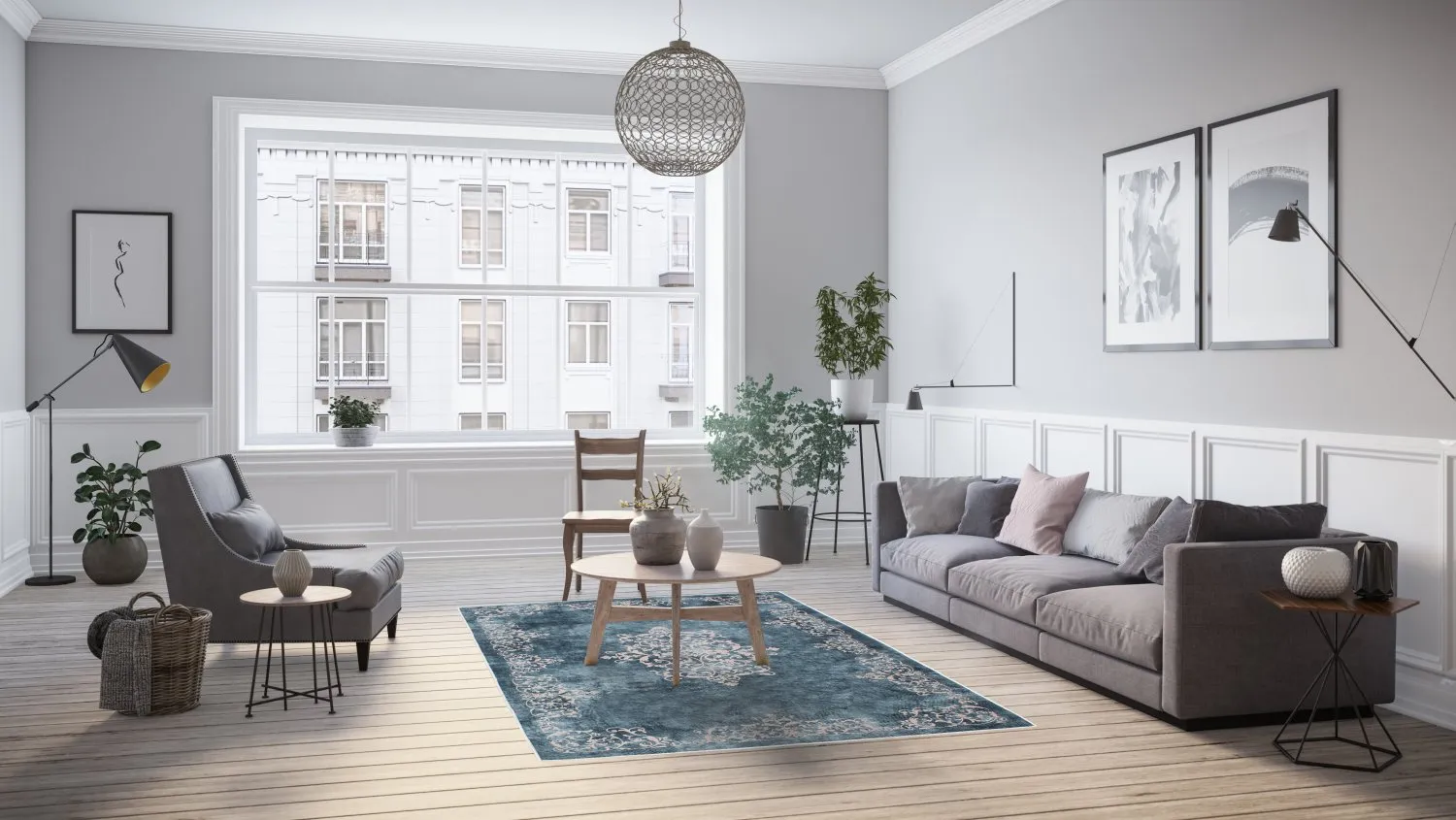 Tappeto Wilton - Santi (blu/beige)