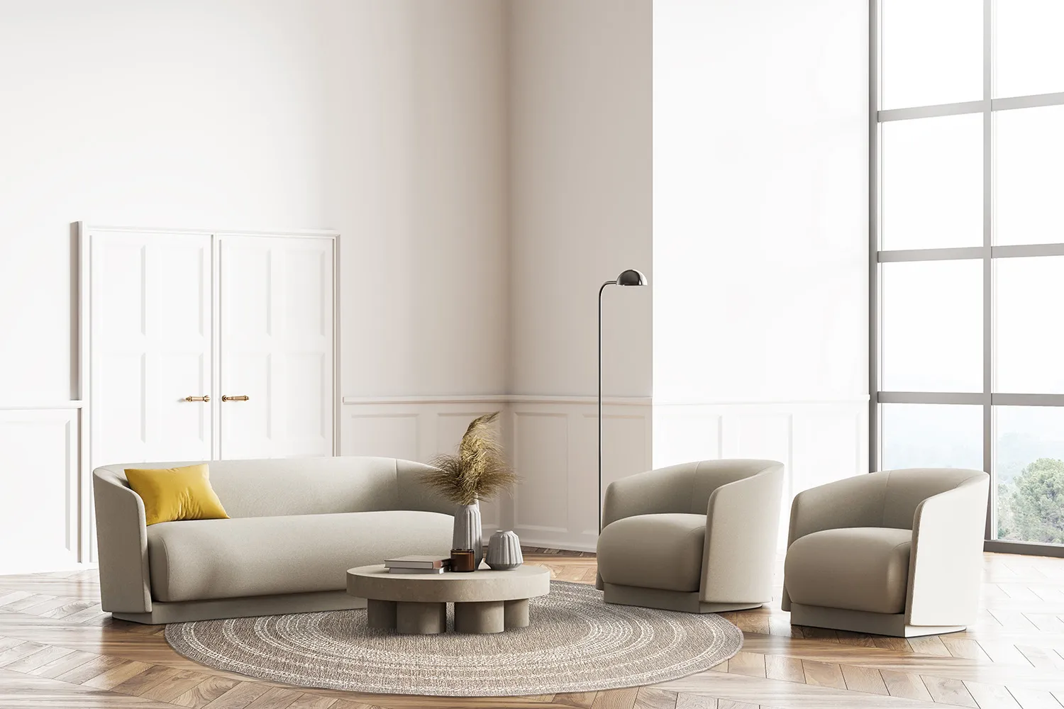 Tappeti rotondi - Indoor/Outdoor Angus (beige)