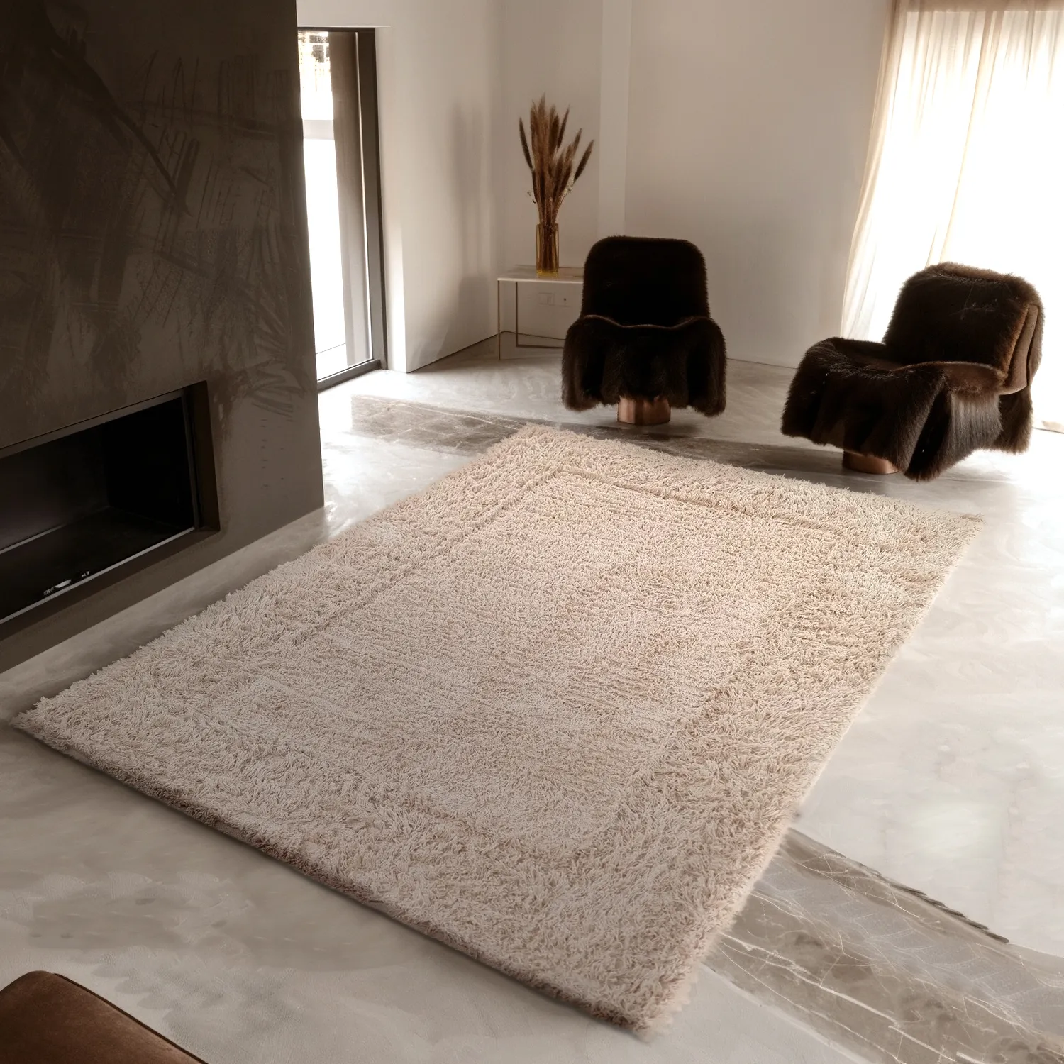 Tappeto A Pelo Lungo - Aline Natural Cotton Shaggy (beige)