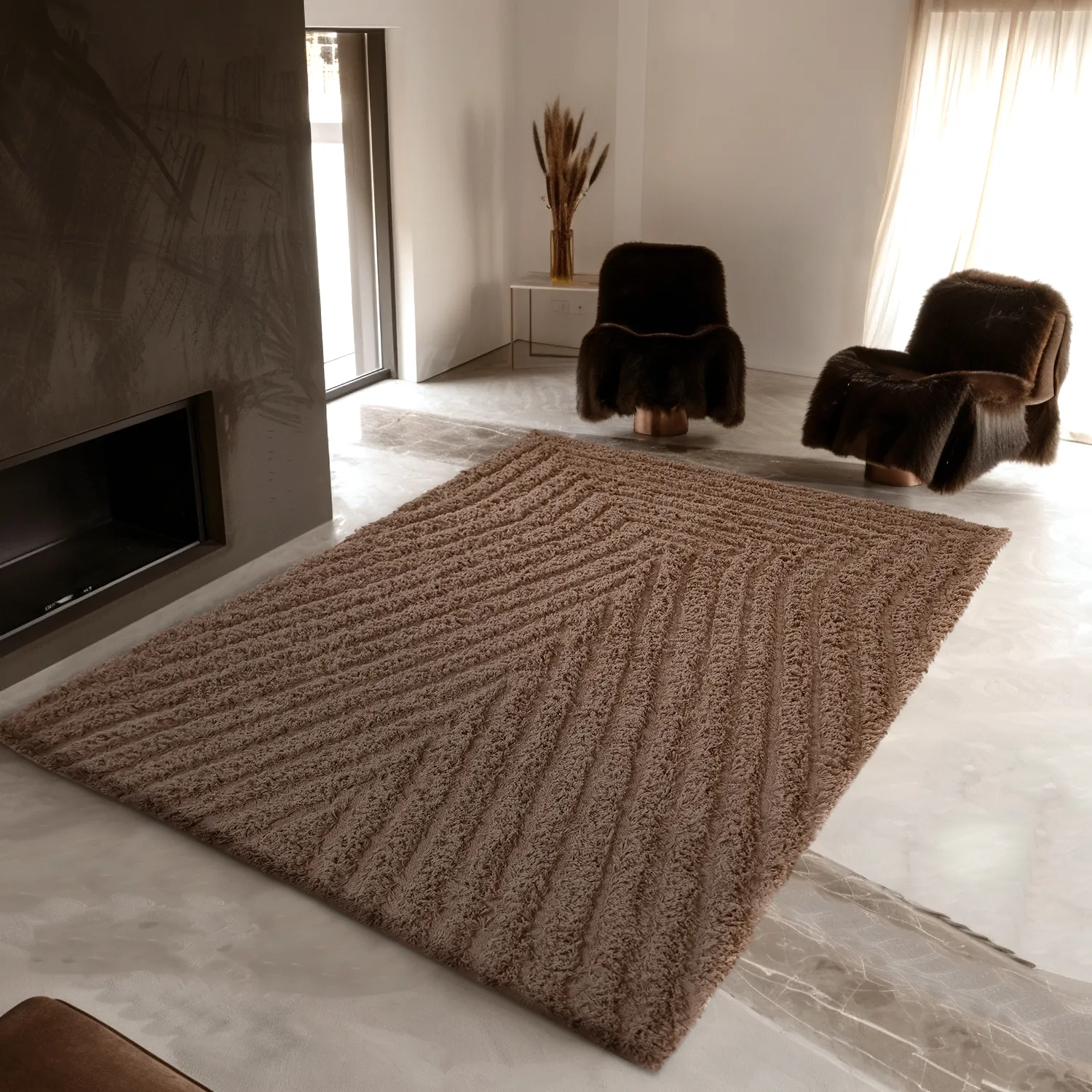 Tappeto A Pelo Lungo - Kendra Natural Cotton Shaggy (marrone)