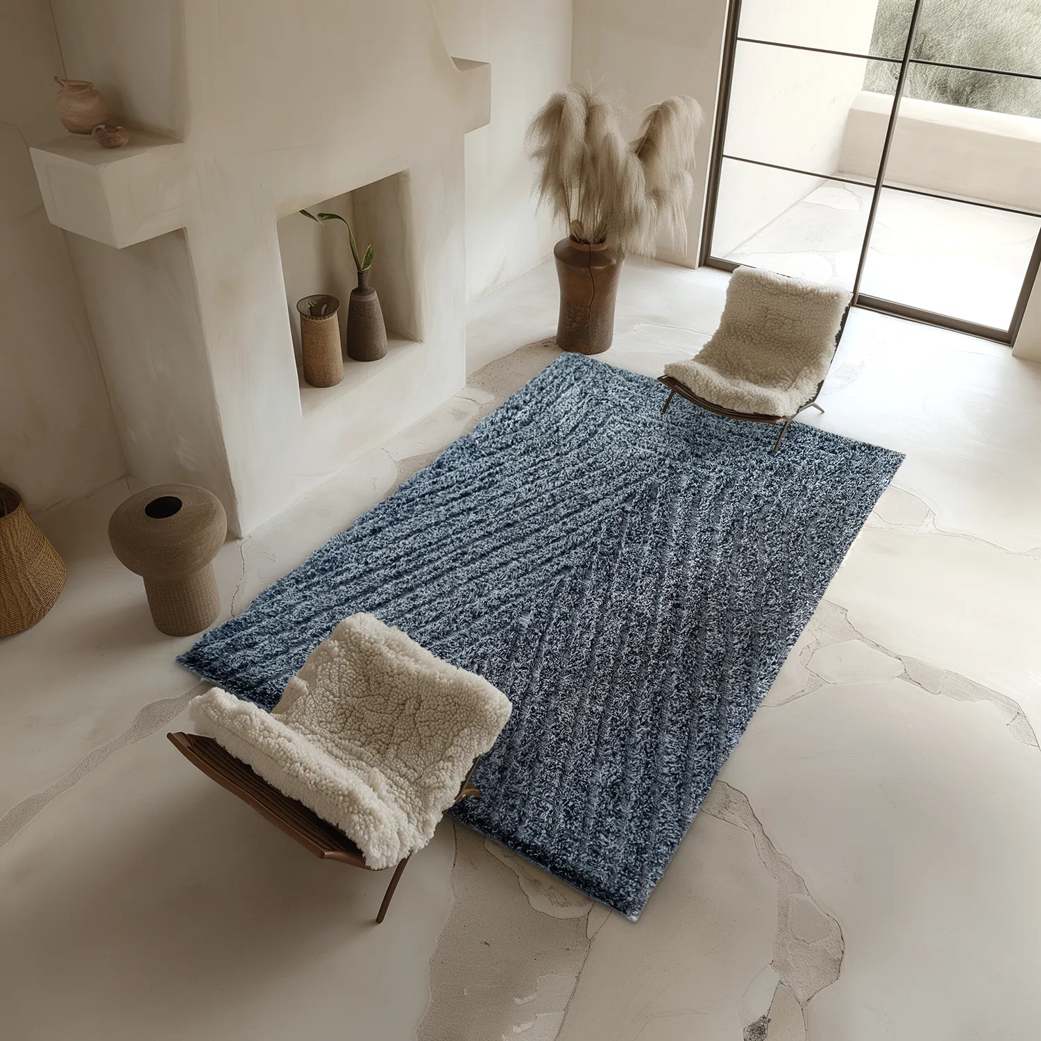 Tappeto A Pelo Lungo - Kendra Natural Cotton Shaggy (grigio/nero)