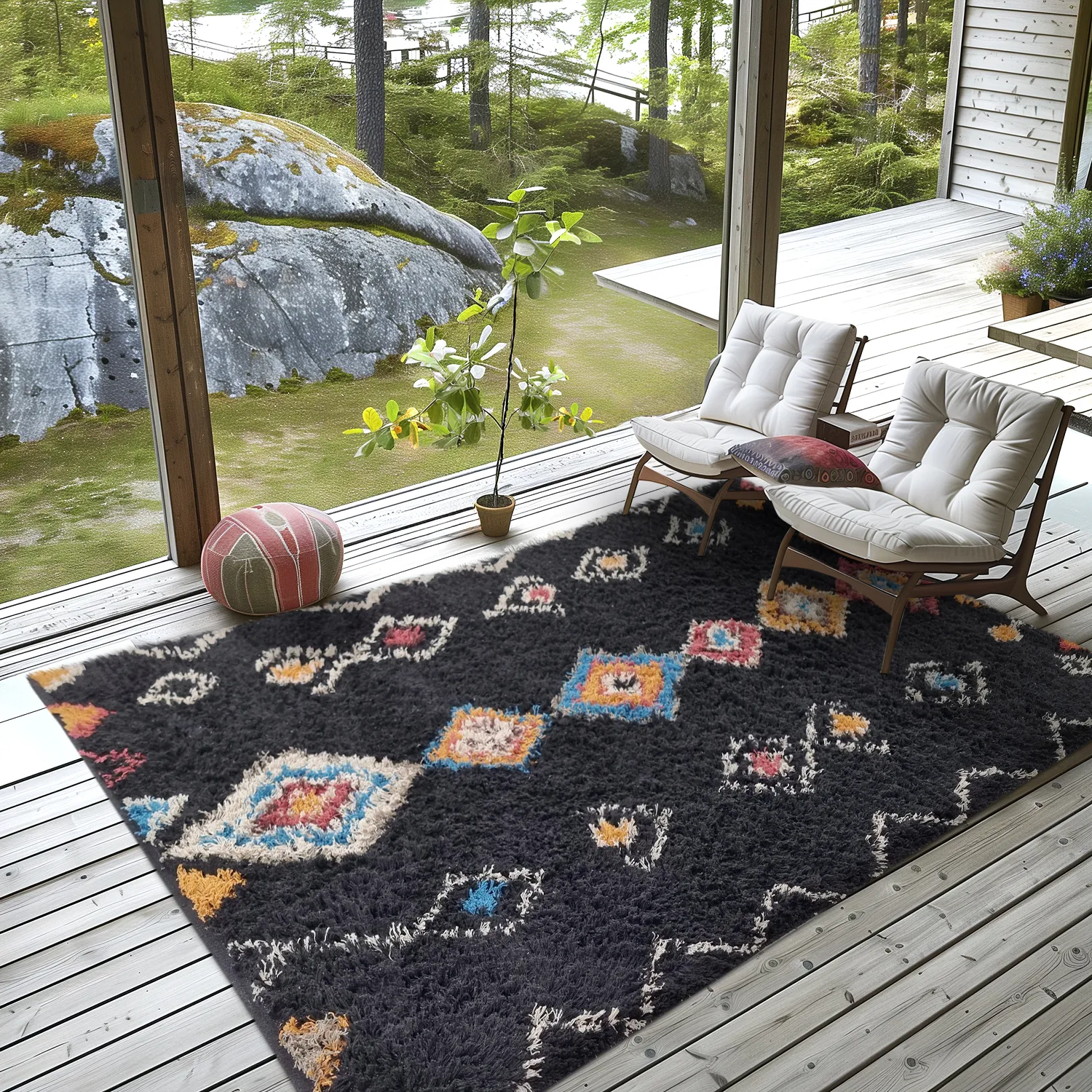 Tappeto A Pelo Lungo - Marden Natural Cotton Shaggy (nero/multi)