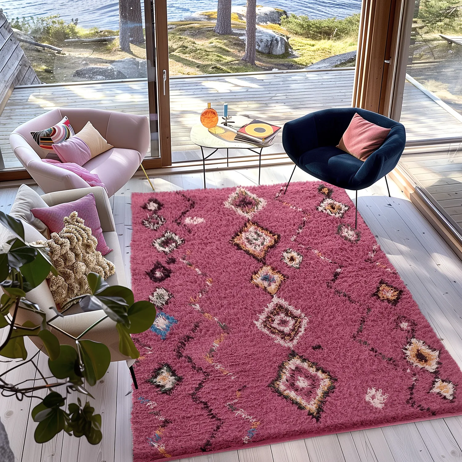 Tappeto A Pelo Lungo - Nyle Natural Cotton Shaggy (rosa/multi)