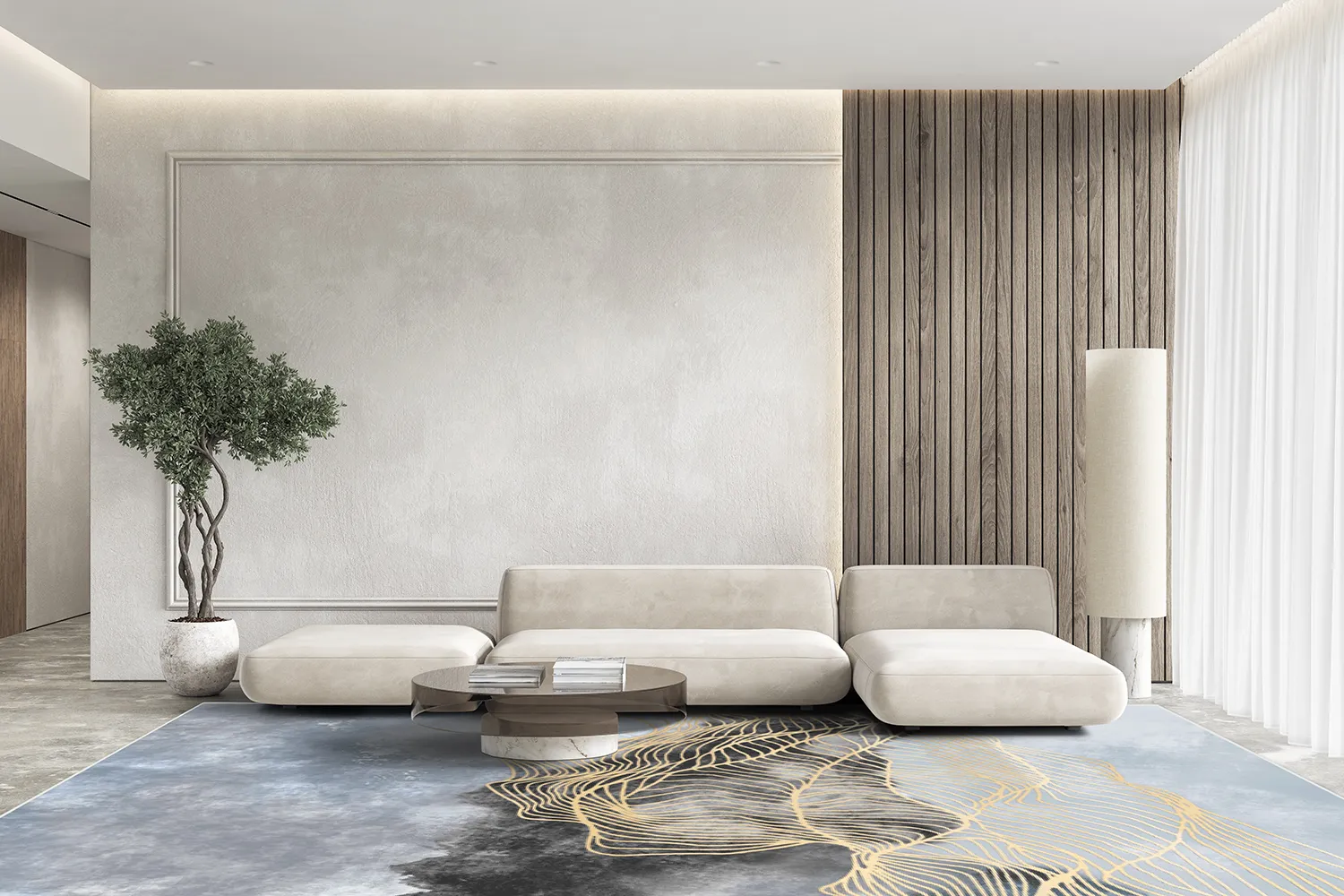 Tappeto Wilton - Ekual (blu/grigio/oro)
