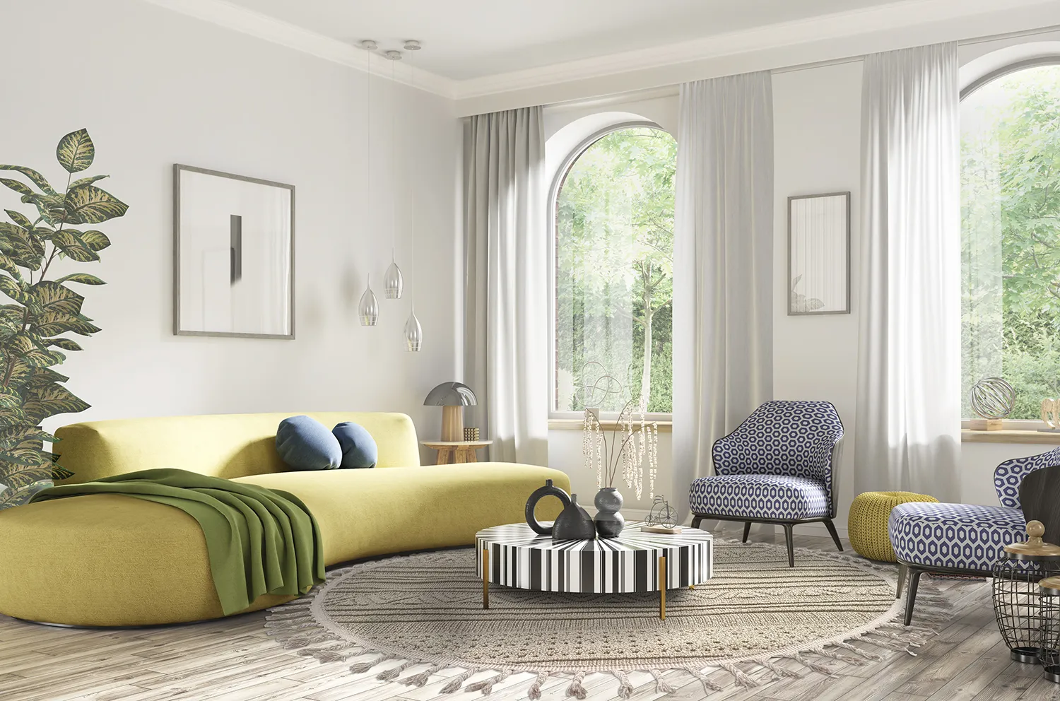 Tappeti rotondi - Indoor/Outdoor Athena (beige)