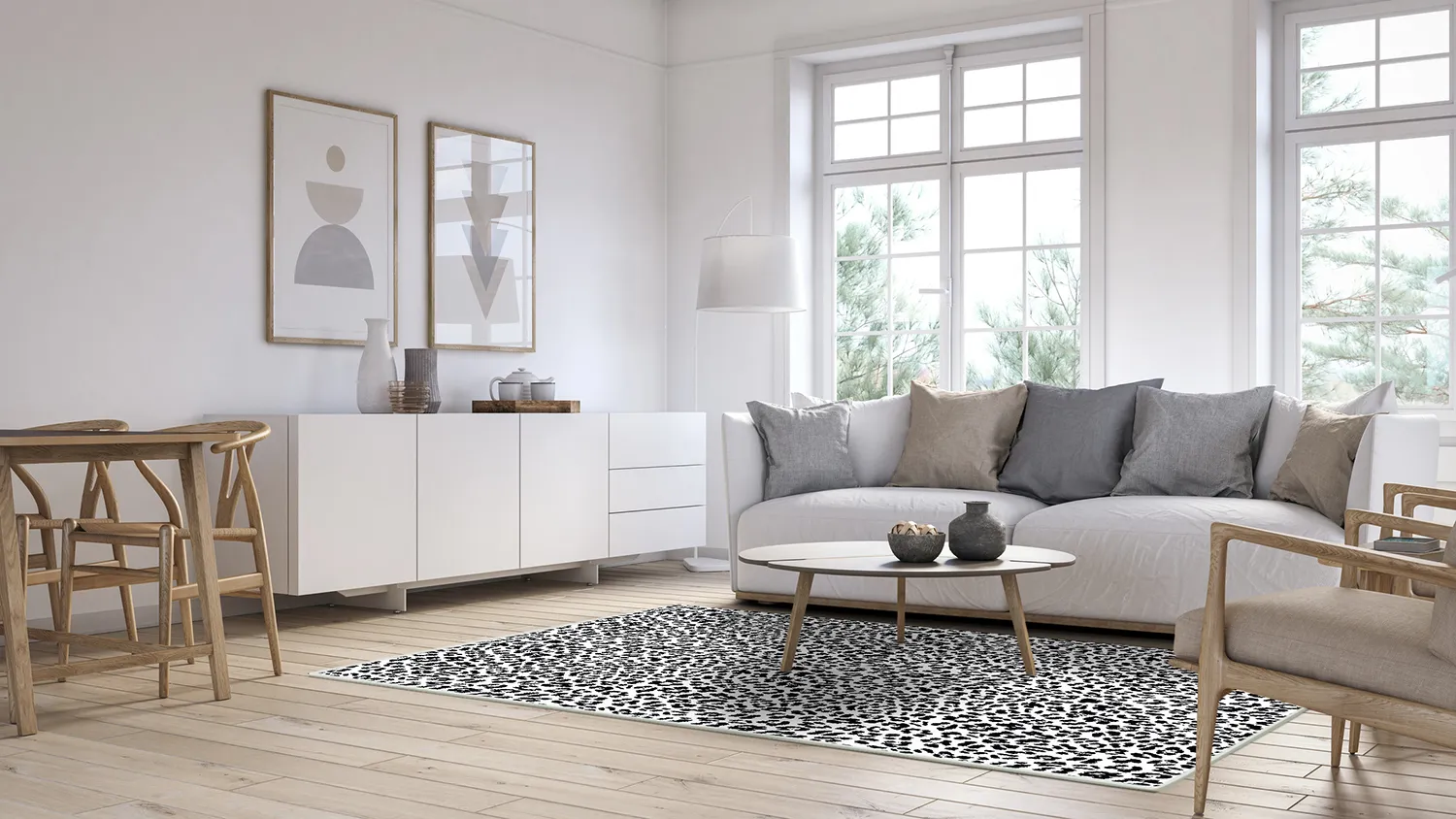 Tappeto Wilton - Leopard (nero/bianco)