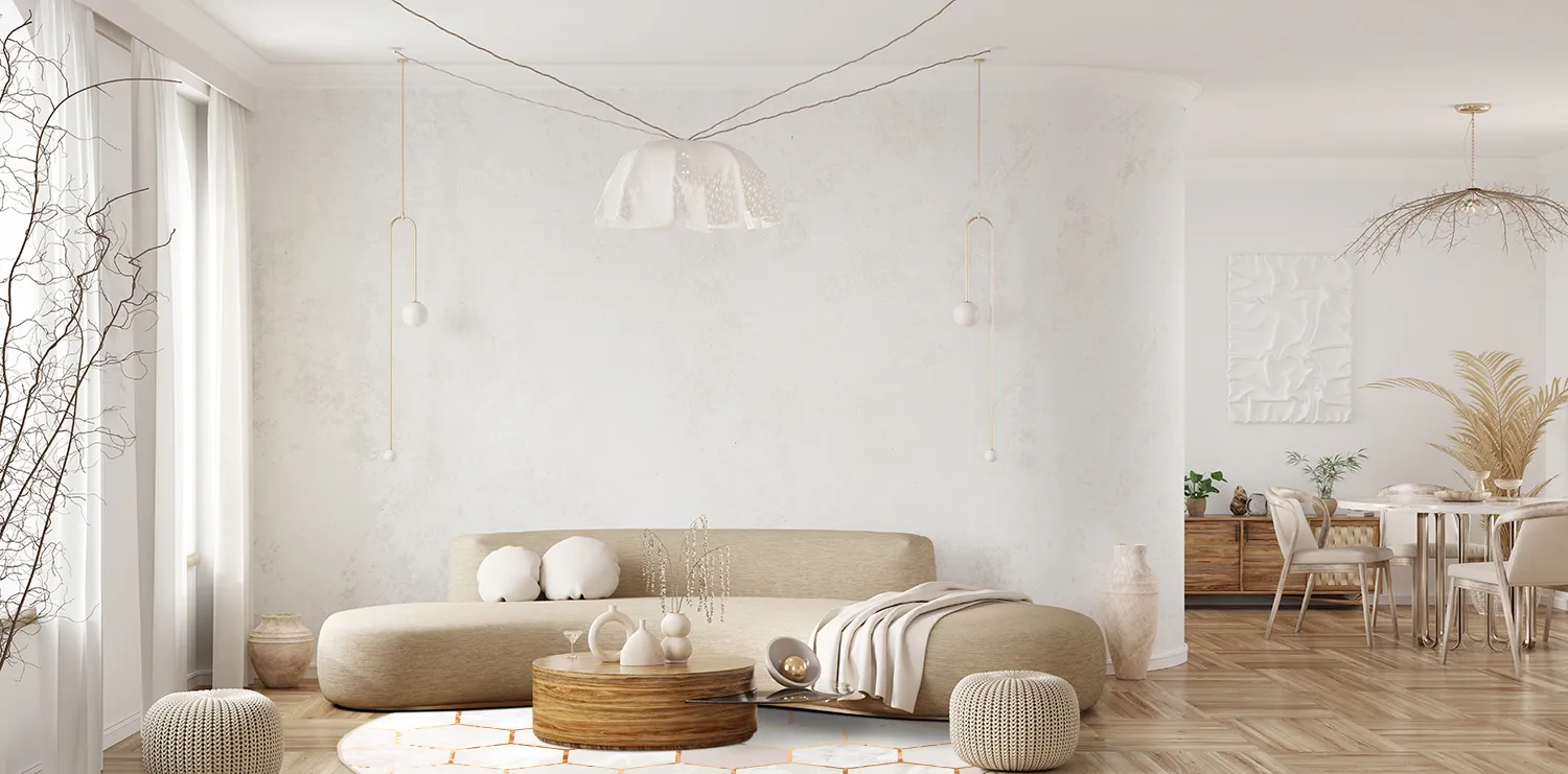 Tappeto rotondo - Morino (beige/bianco/oro)