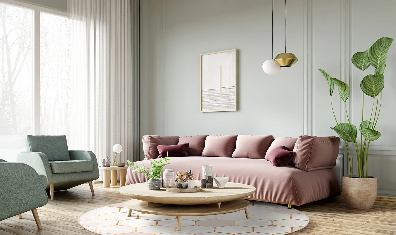 Tappeto rotondo - Morino (beige/bianco/oro)