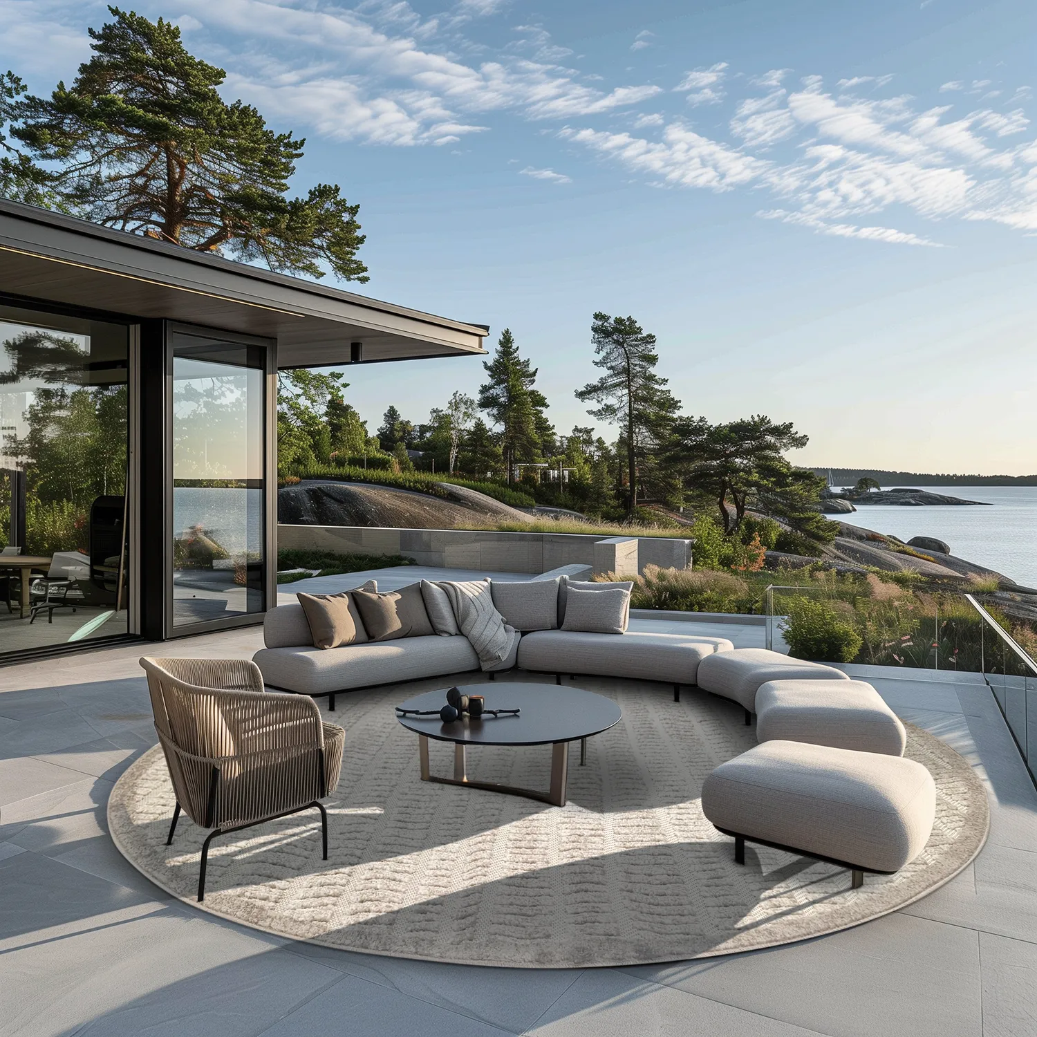 Tappeti rotondi - Indoor/Outdoor Kendall (cream/grigio)