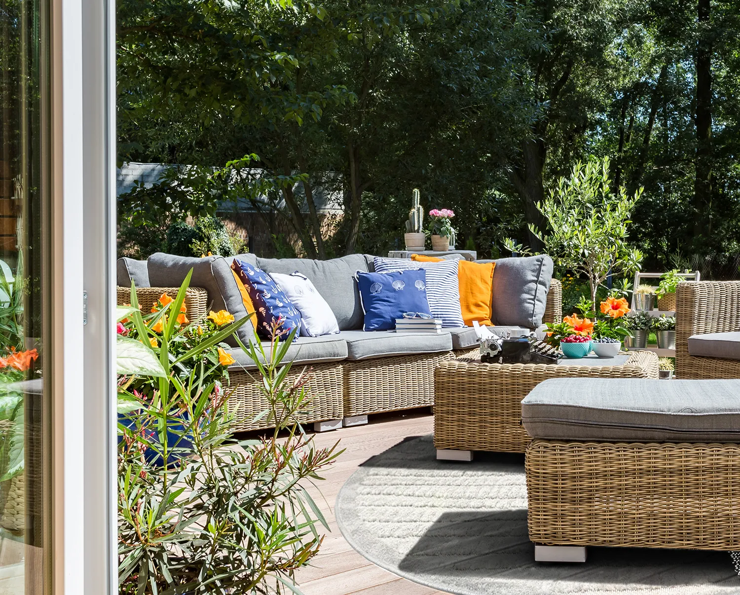 Tappeti rotondi - Indoor/Outdoor Kendall (cream/grigio)
