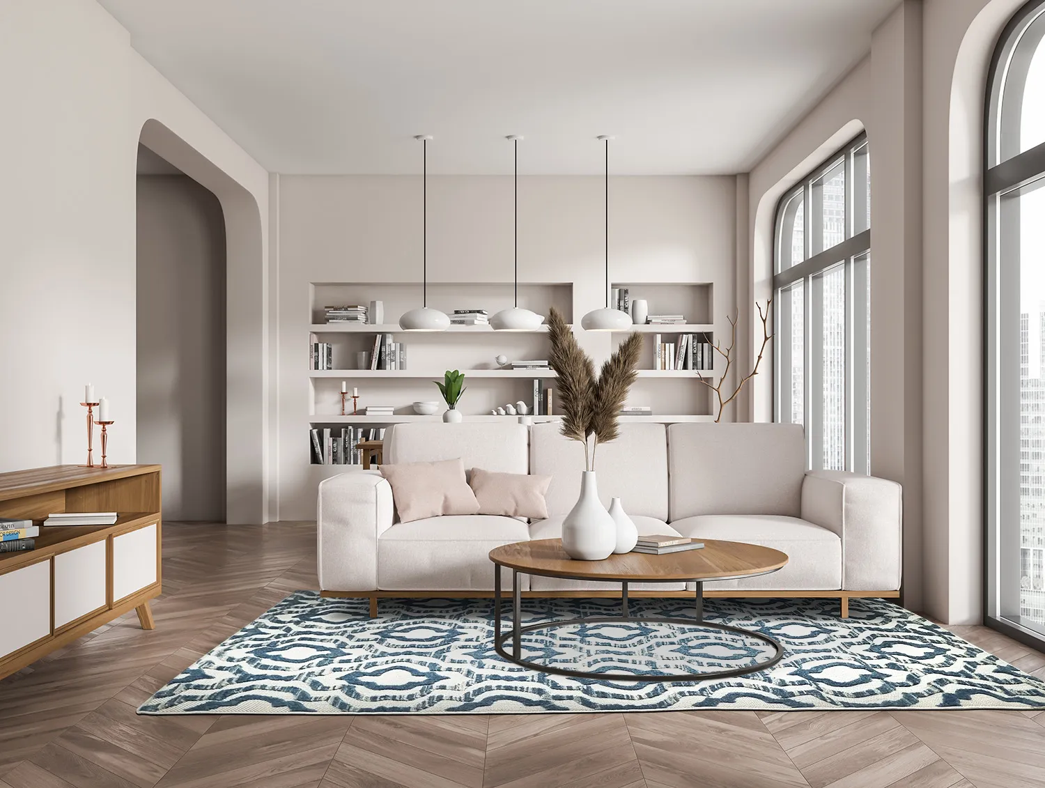 Shaggy Indoor-Outdoor - Trenton (bianco/blu)