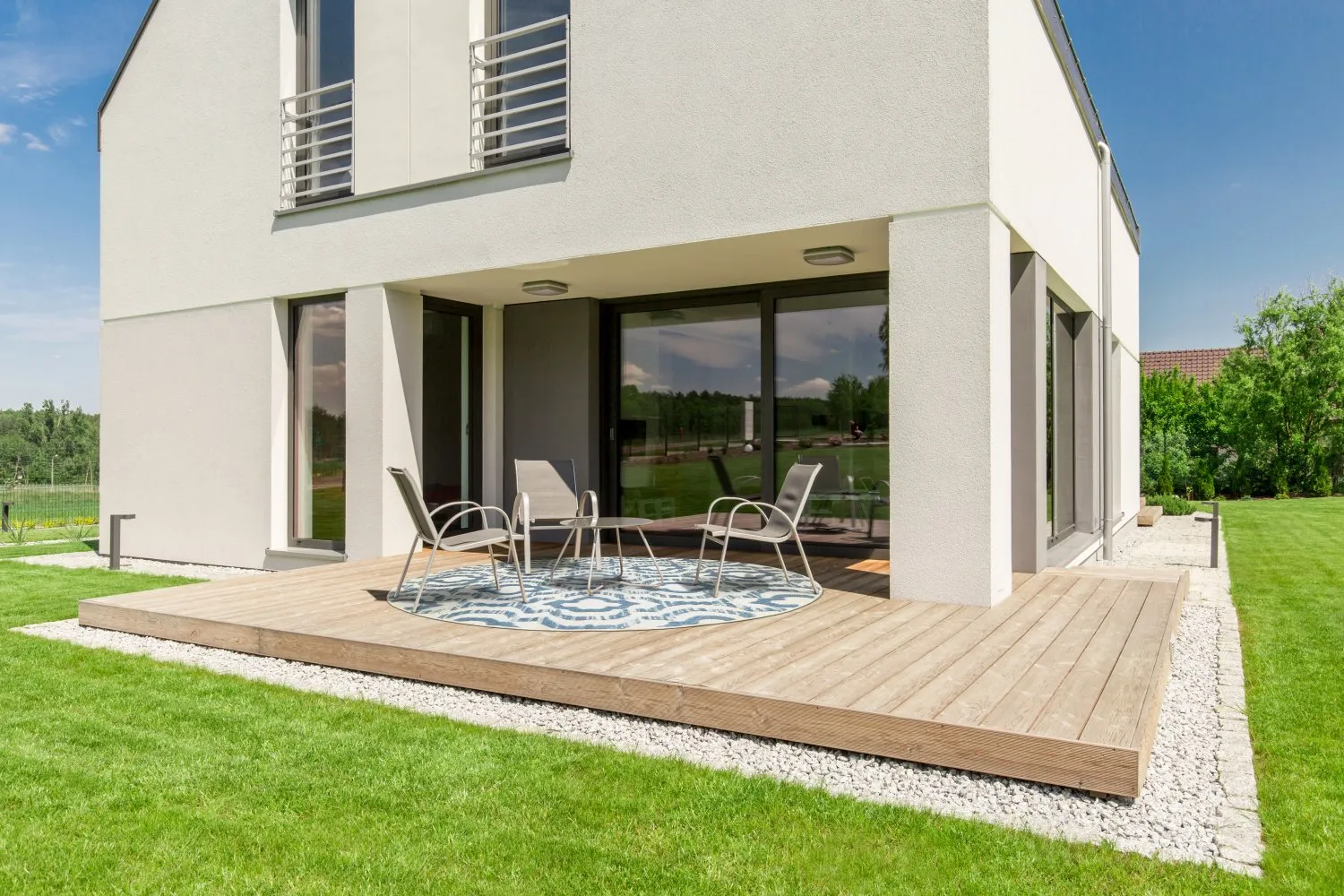 Tappeti rotondi - Indoor/Outdoor Trenton (bianco/blu)