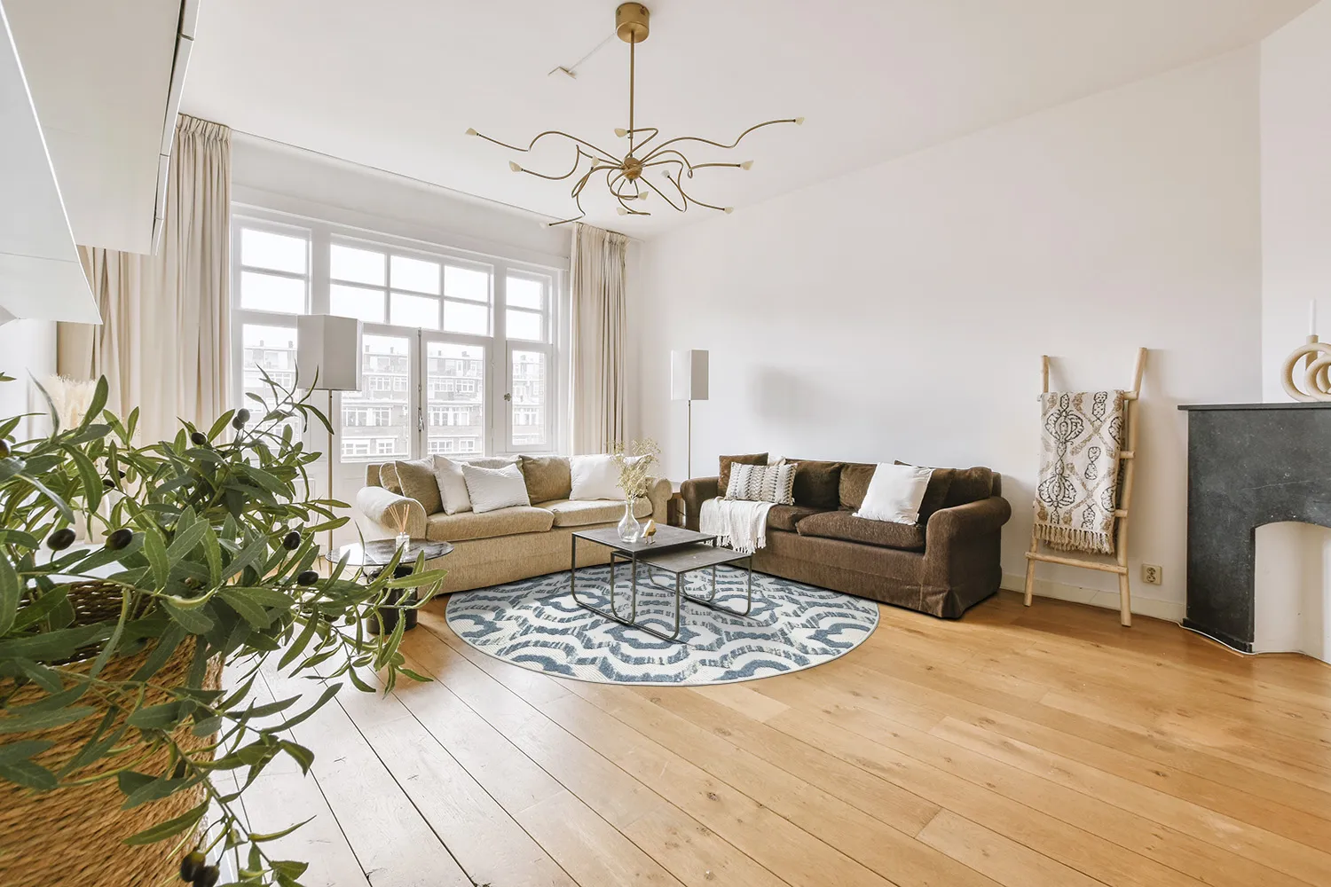 Tappeti rotondi - Indoor/Outdoor Trenton (bianco/blu)