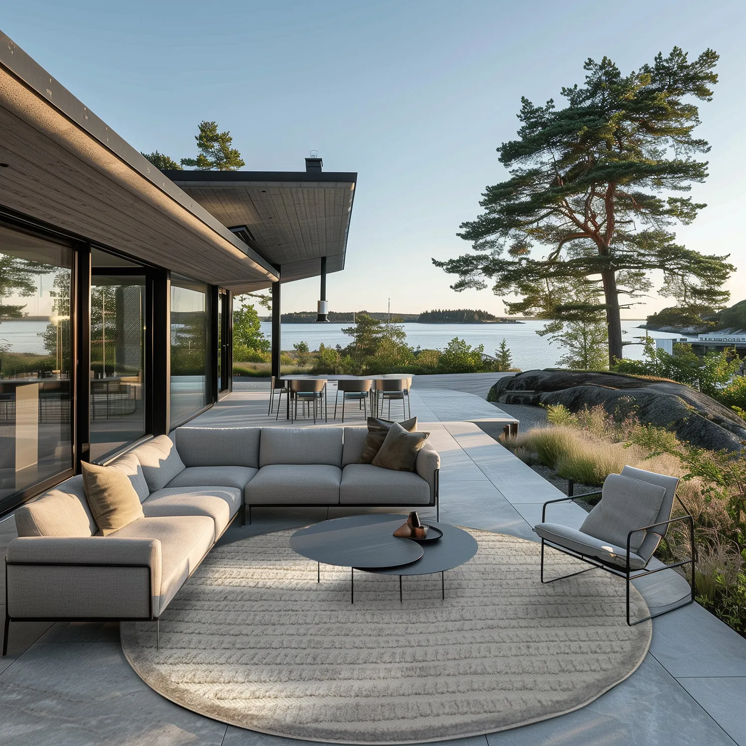 Tappeti rotondi - Indoor/Outdoor Kendall (cream/grigio)