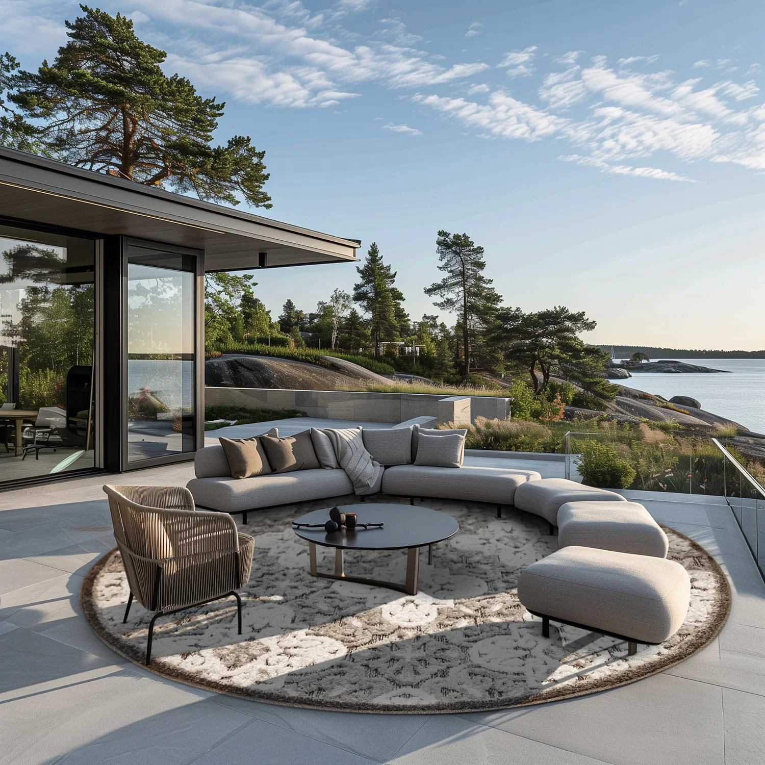 Tappeti rotondi - Indoor/Outdoor Hampton (grigio)