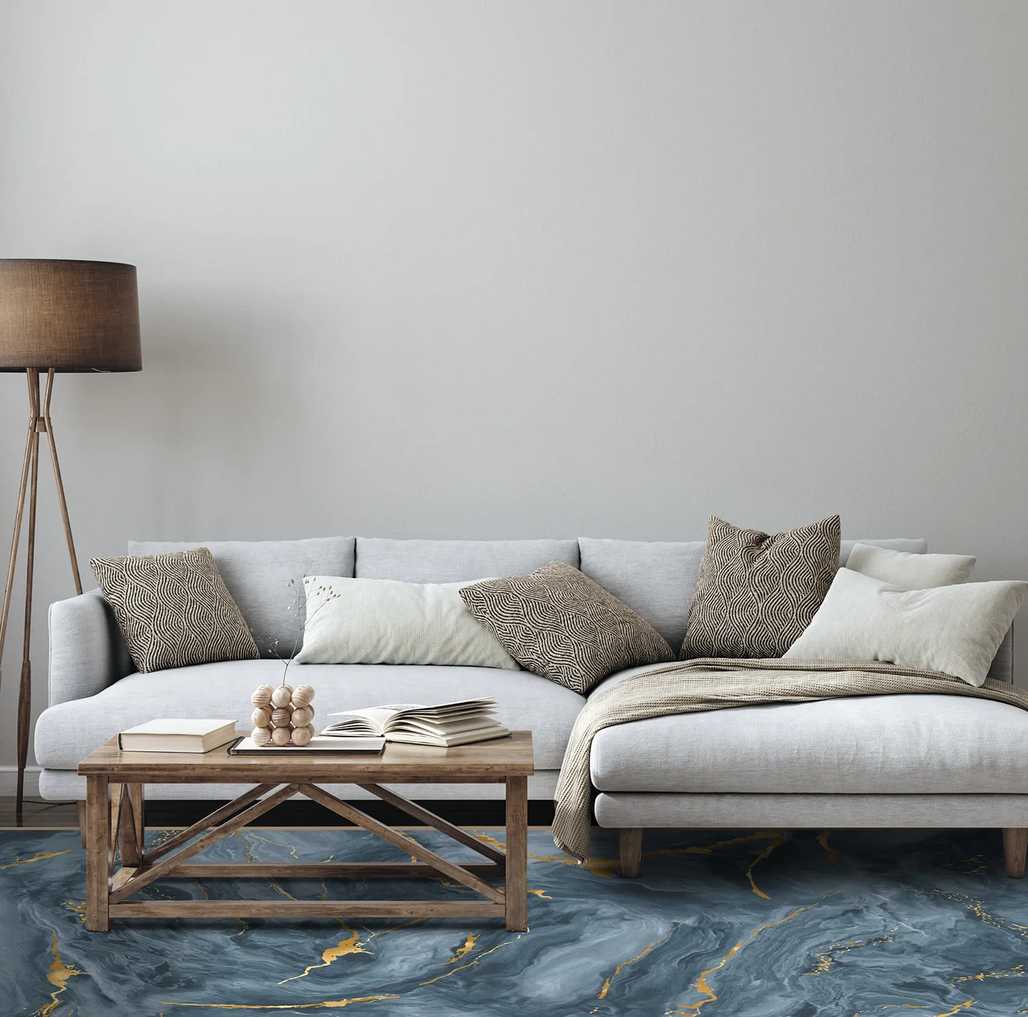 Tappeto Wilton - Storm (blu/oro)