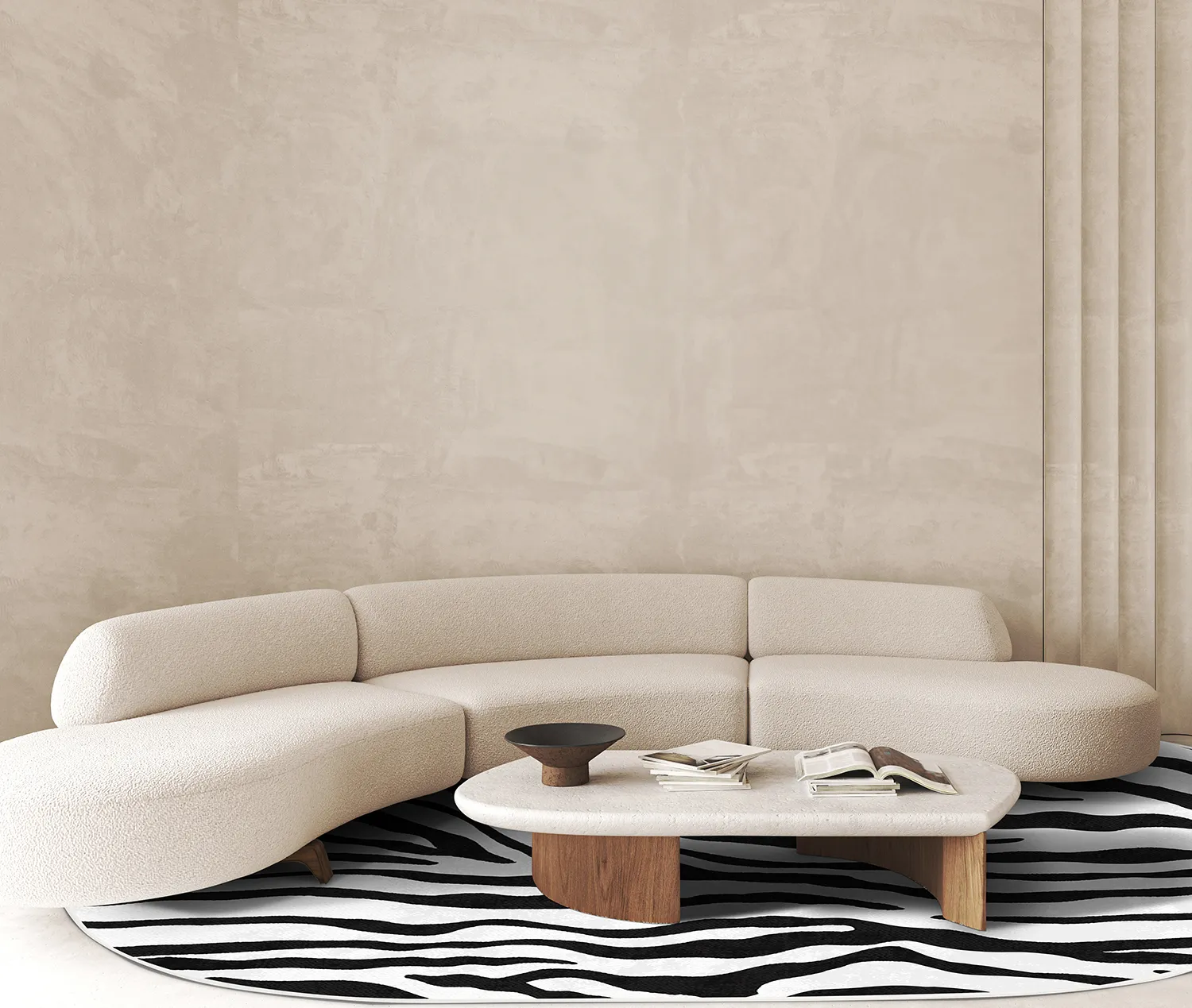 Tappeto ovale - Zebra (nero/bianco)