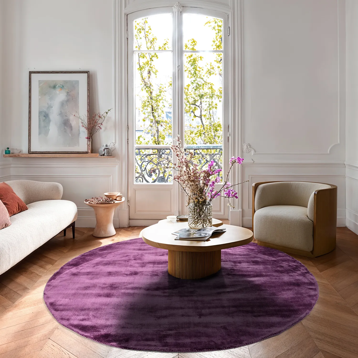 Tappeto rotondo - Jodhpur Special Luxury Edition (viola)