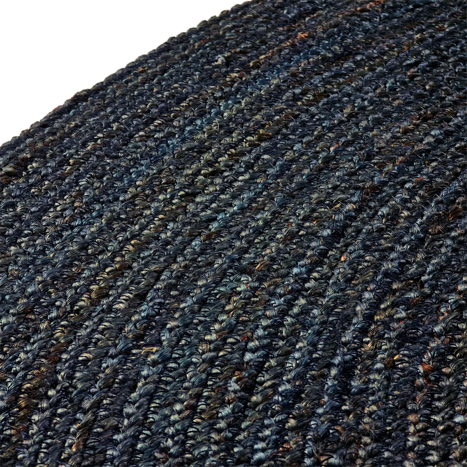 Tappeto rotondo in juta - Amasia (blu scuro)