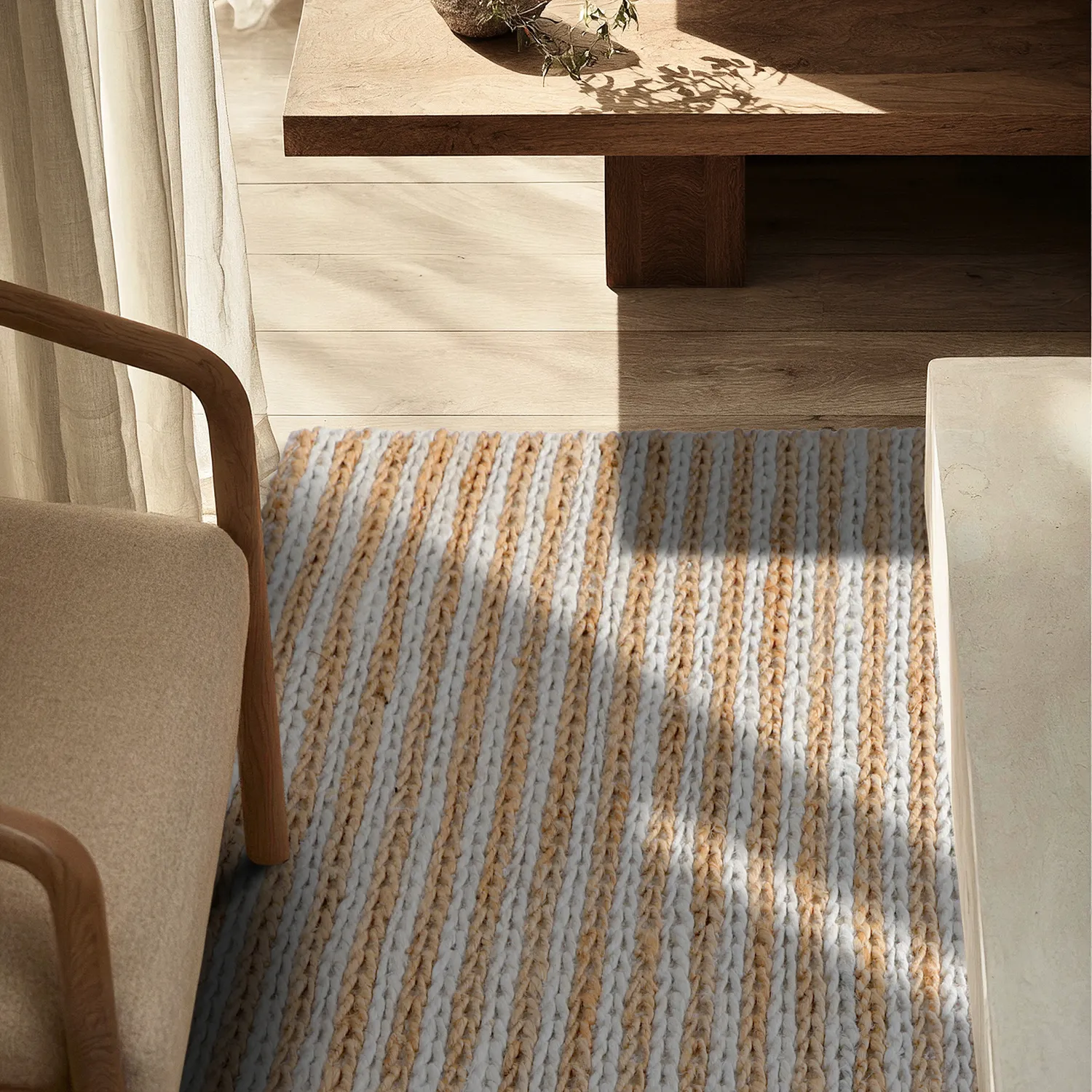 Tappeto In Iuta - Howrah Braided Jute (natura/bianco)