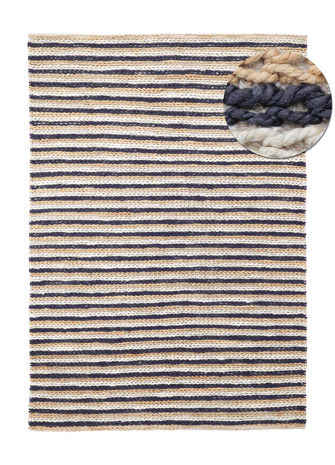 Tappeto In Iuta - Howrah Braided Jute (naturale/bianco/nero)