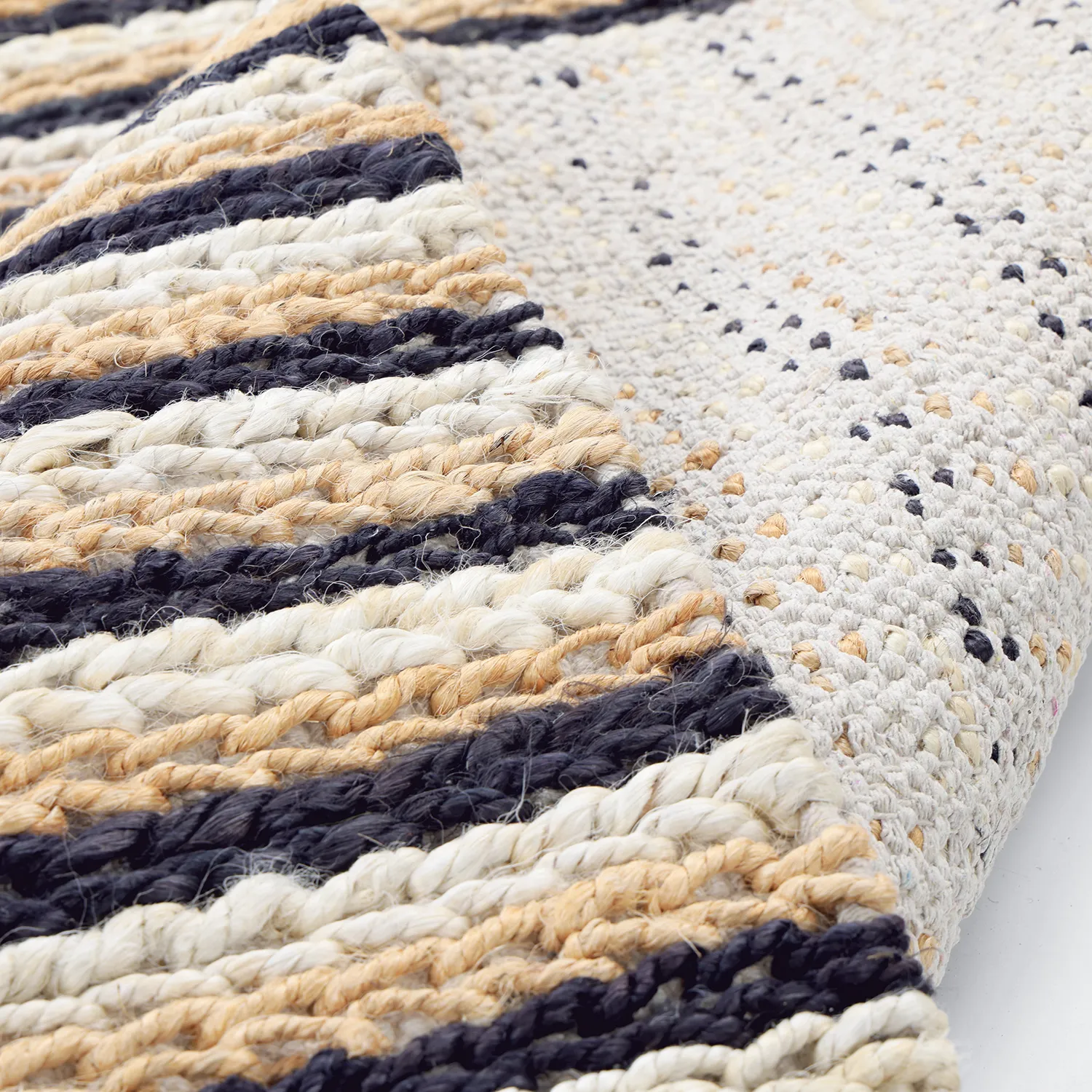 Tappeto In Iuta - Howrah Braided Jute (naturale/bianco/nero)