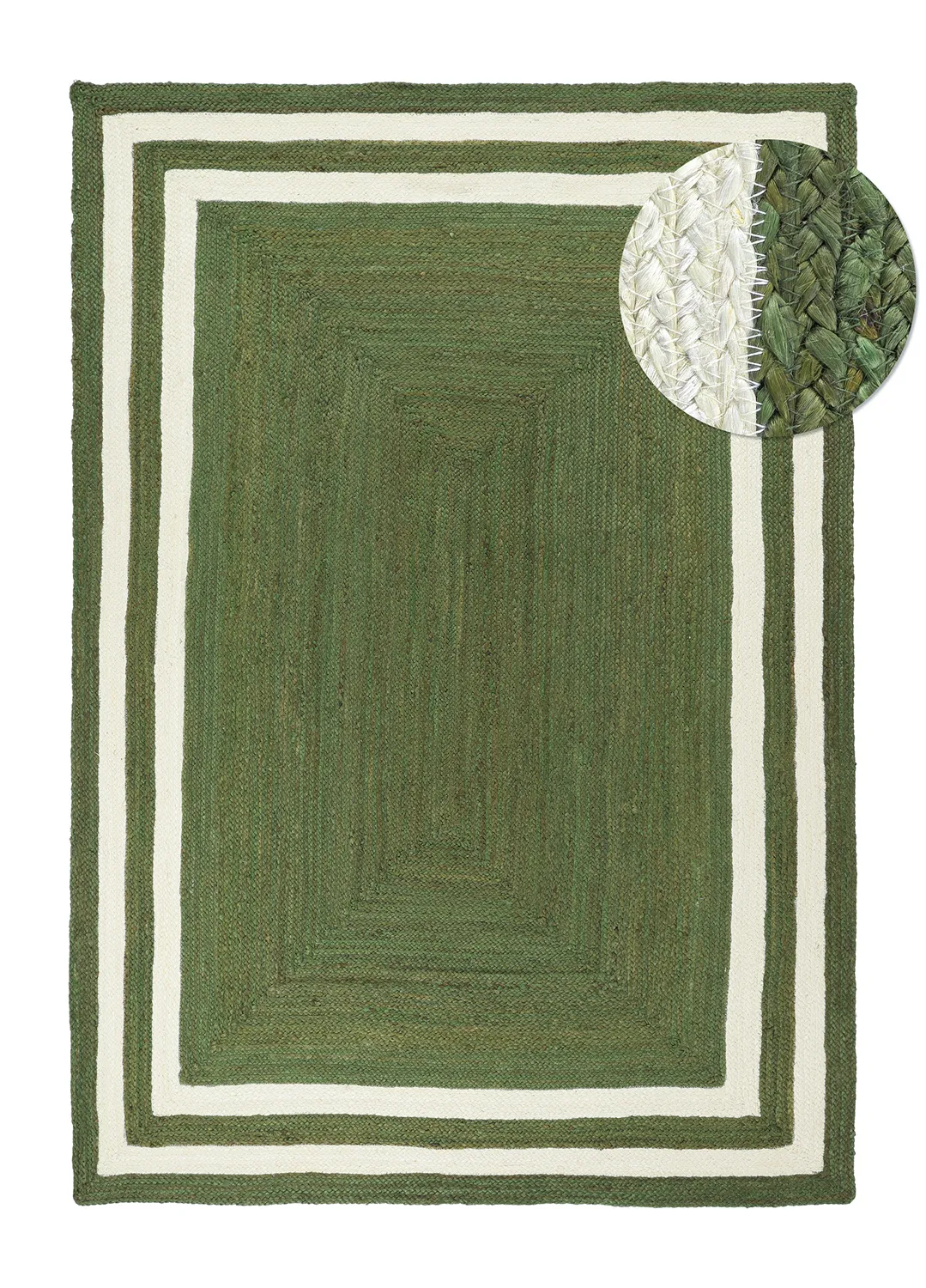 Tappeto In Iuta - Jessore (verde militare/bianco)