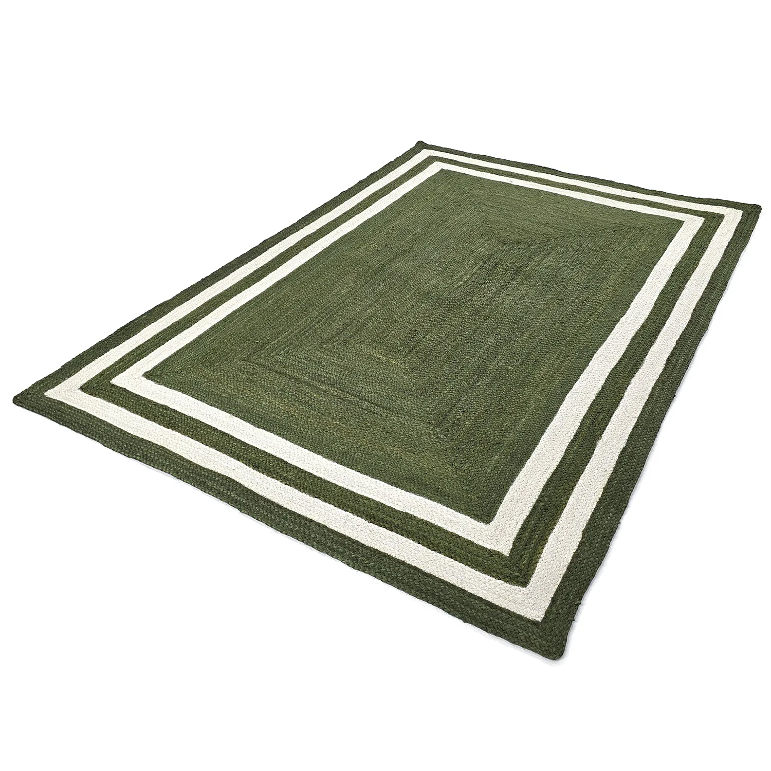 Tappeto In Iuta - Jessore (verde militare/bianco)