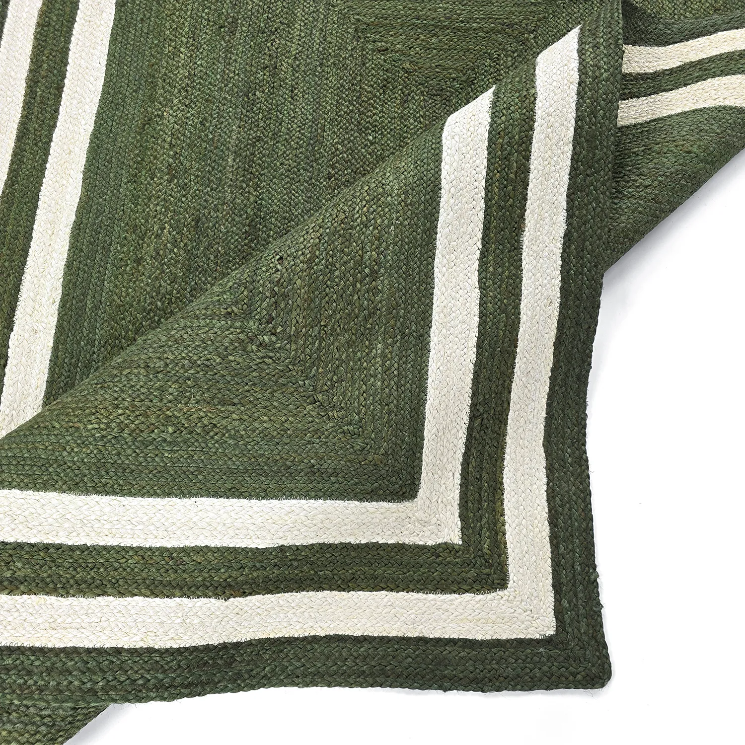 Tappeto In Iuta - Jessore (verde militare/bianco)