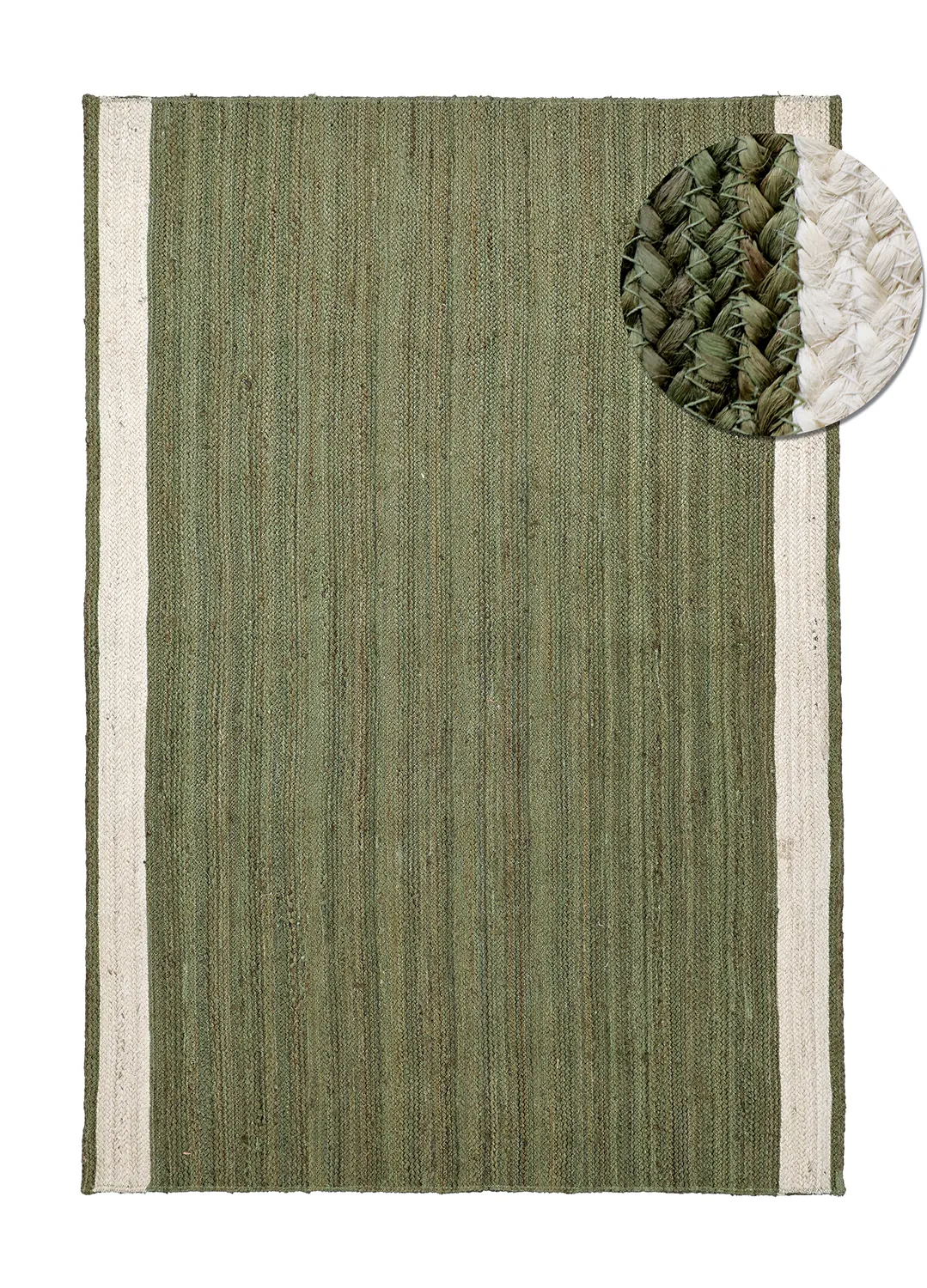 Tappeto In Iuta - Senaki (verde militare/bianco)