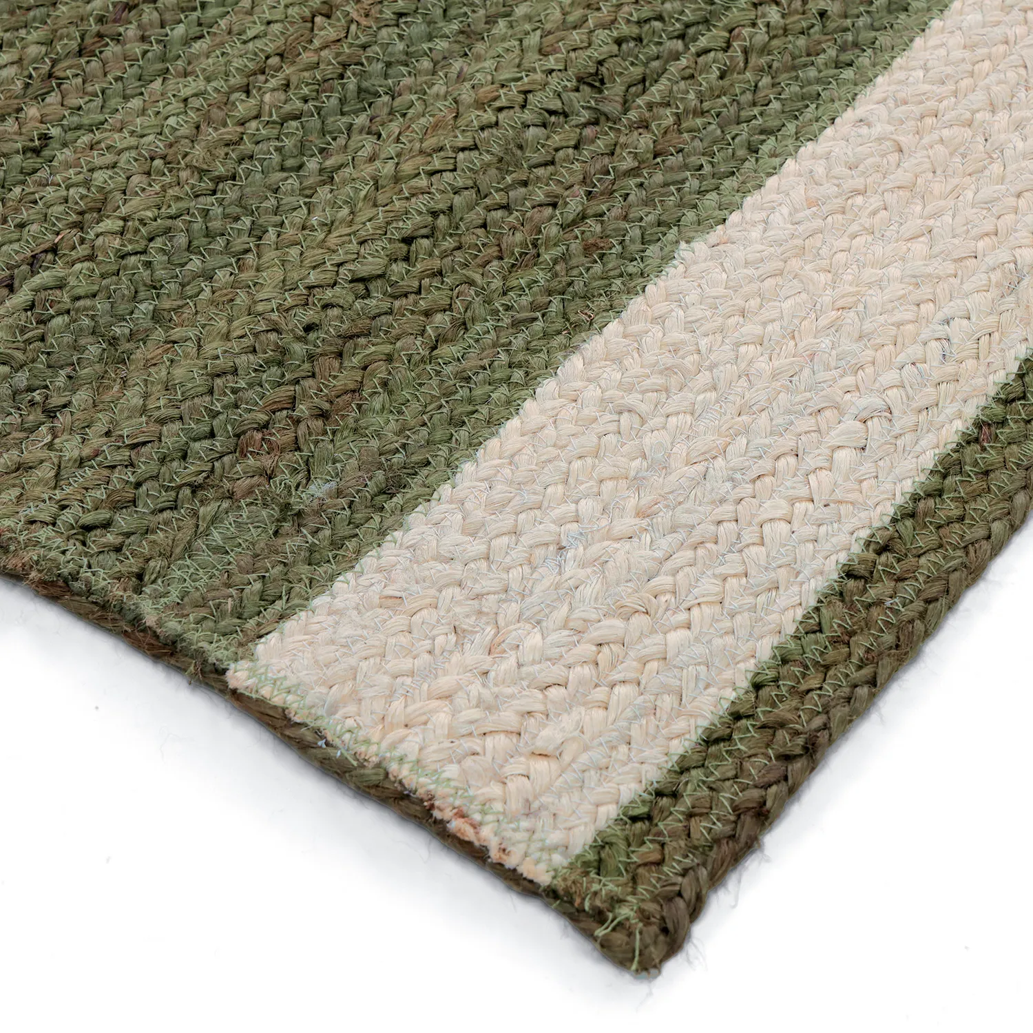 Tappeto In Iuta - Senaki (verde militare/bianco)