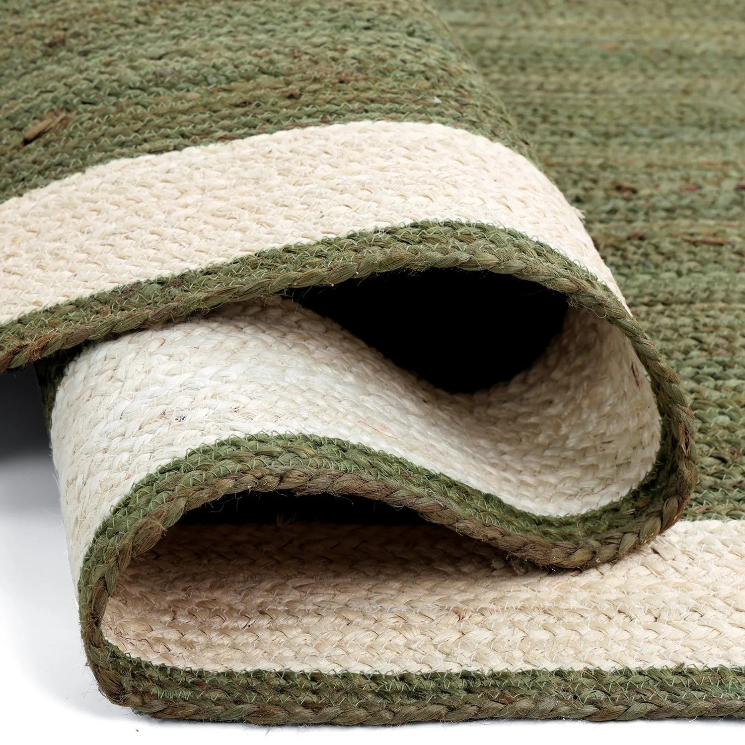Tappeto In Iuta - Senaki (verde militare/bianco)